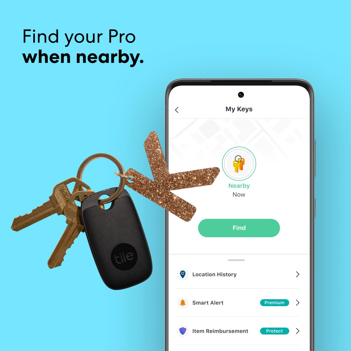 Tile Pro (2022) 1 Pack. Powerful Bluetooth Tracker, Keys Finder And Item Locator For Keys, Bags, And More; Up To 400 Ft Range. W