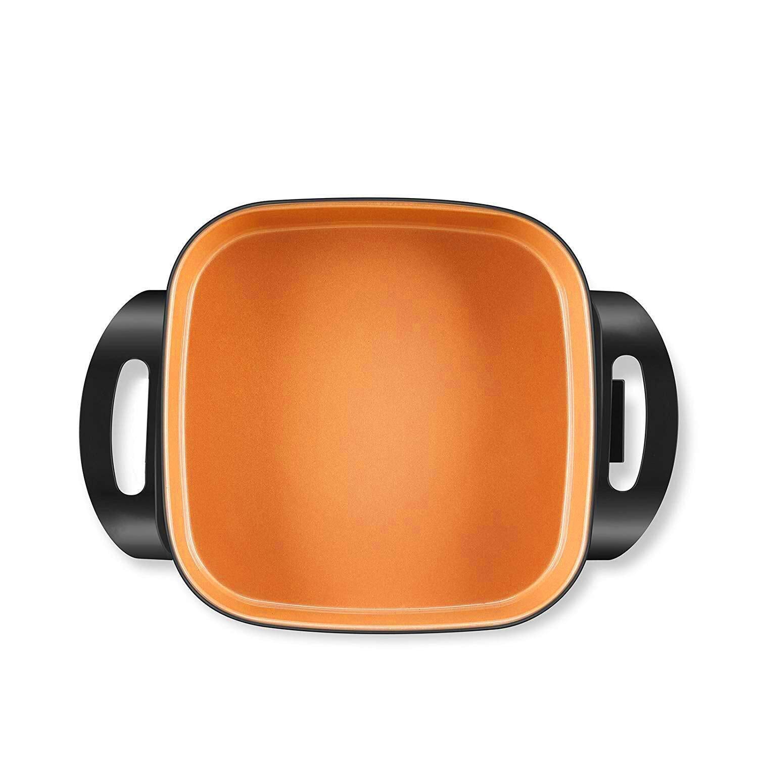 Electric Ceramic Titanium Skillet Jumbo,Deep Dish With Tempered Glass Vented Lid, Non Stick Coating,Convenient Easy Clean Up,12