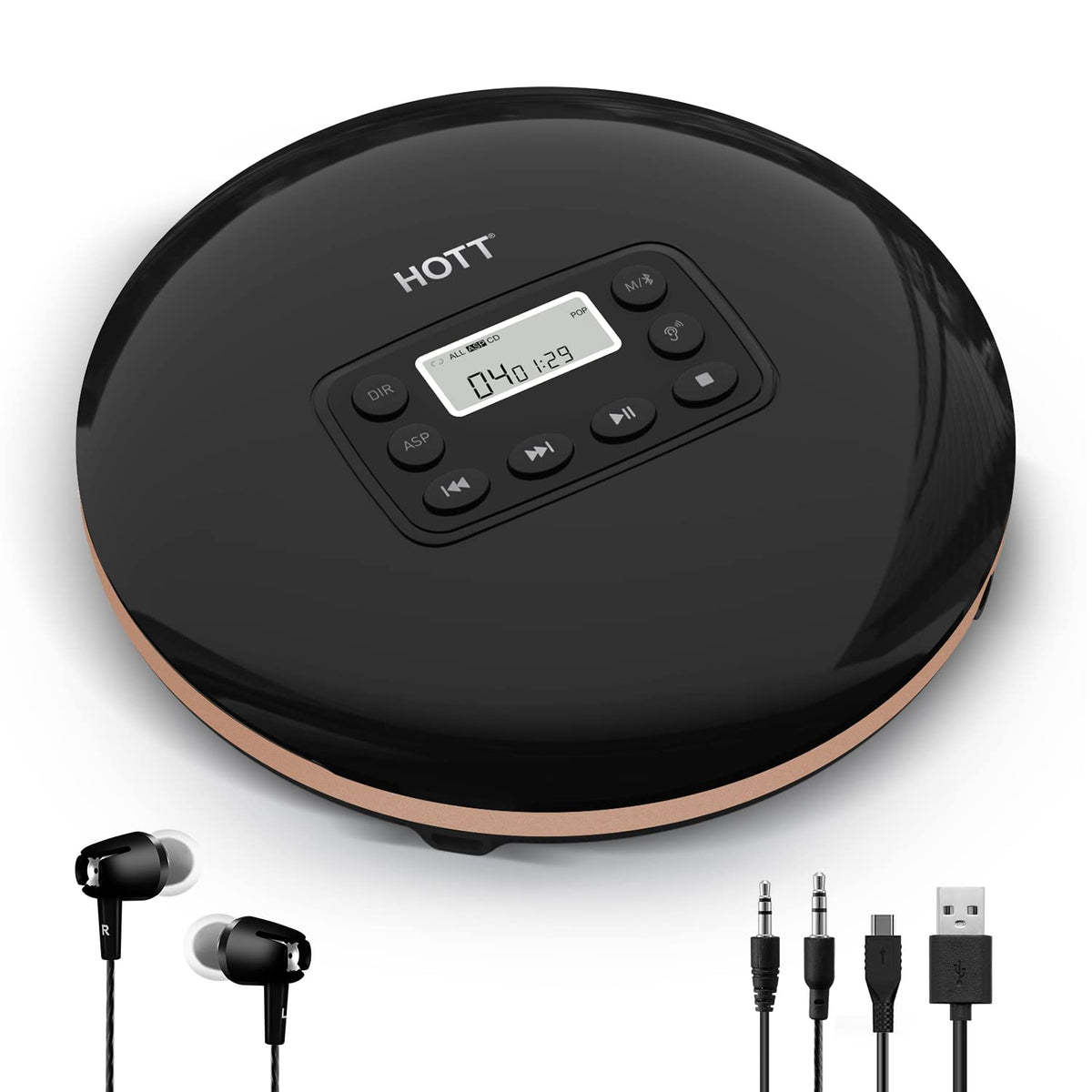 Hott Cd711T Bluetooth Rechargeable Portable Cd Player For Home Travel And Car With Stereo Headphones And, Anti Shock Protection 