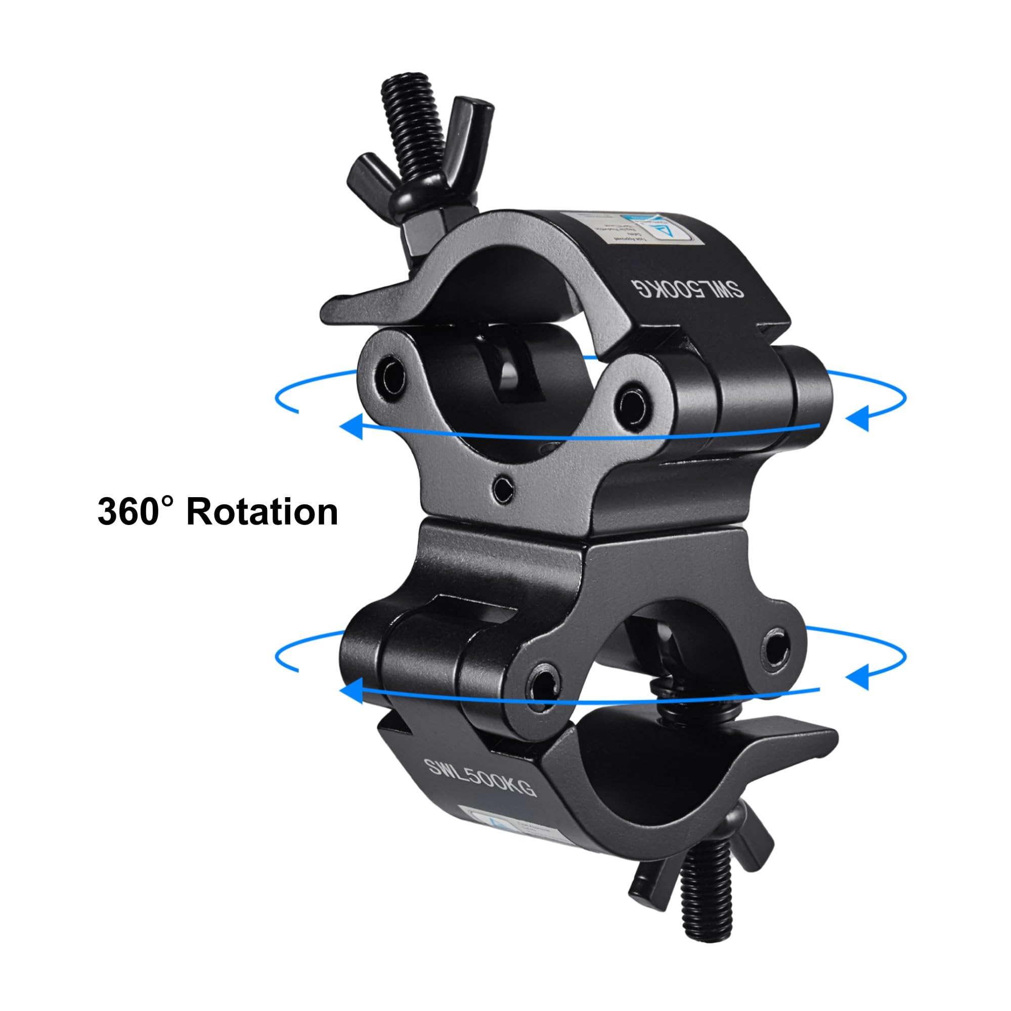 Tuv Pro-Swivel Truss Clamp Black 2 Inch, 2 Pack Rualin Heavy Duty 500Kg Swivel Coupler 50Mm Truss Clamps, Dual Head Turn As Need