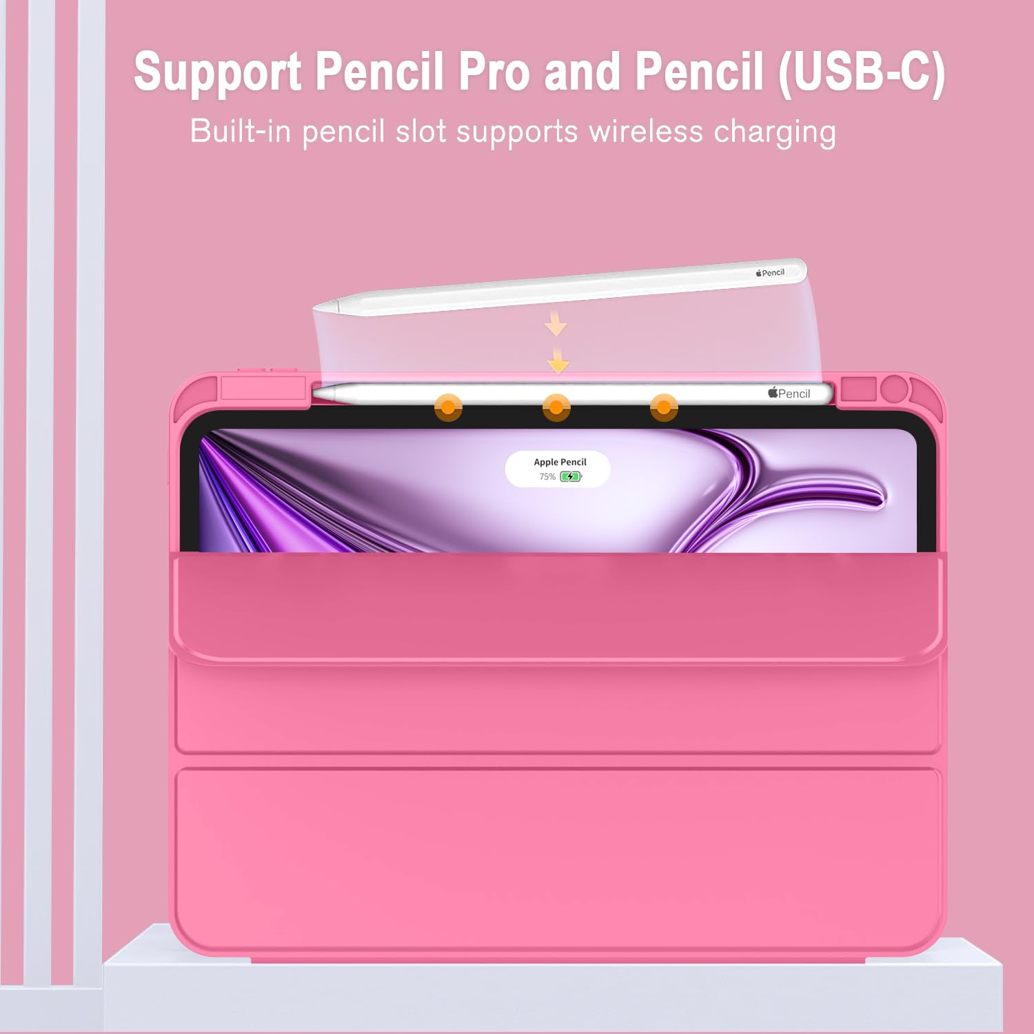 Zryxal New Ipad Air 13 Inch Case M2 2024 With Pencil Holder, Smart Ipad Case [Support Pencil Pro And Pencil(Usb C)], Support Tou