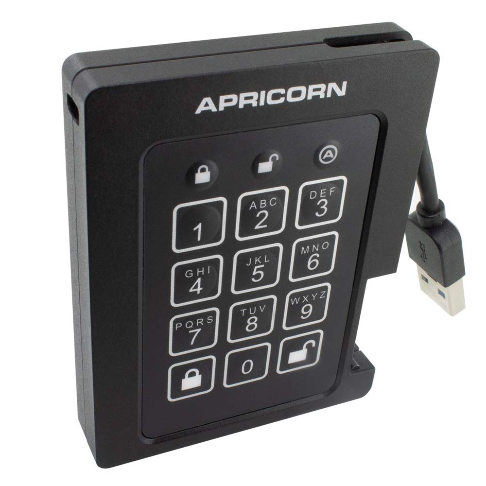 Apricorn Aegis Padlock 480 Gb Ssd 256 Bit, Fips 140 2 Level 2 Validated Ruggedized Usb 3.0 Encrypted External Portable Drive