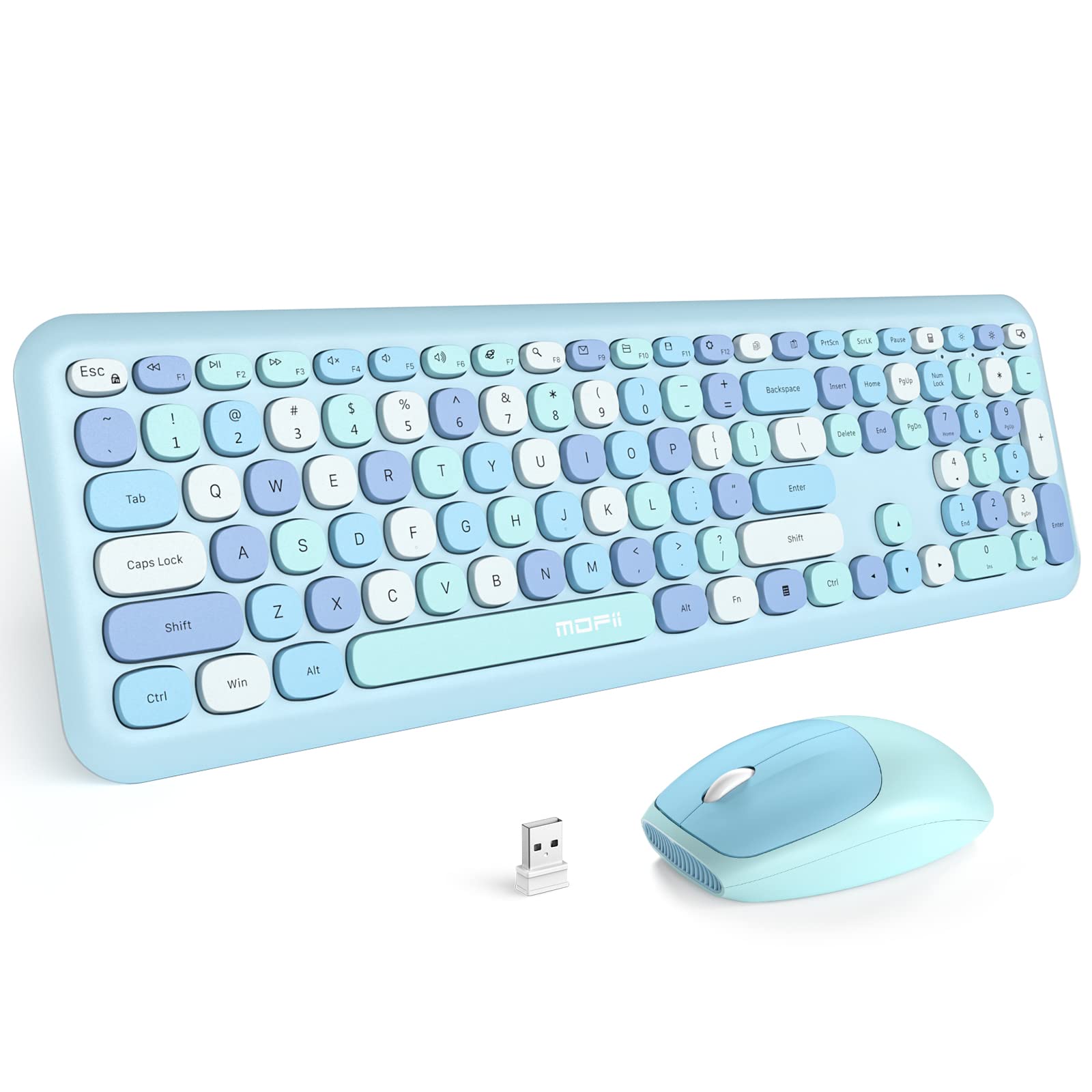 Mofii Wireless Keyboard And Mouse Combo Silent, Slim Compact 2.4G Usb Full Size, Cute 110 Keys Keyboard For Pc, Notebook, Macboo