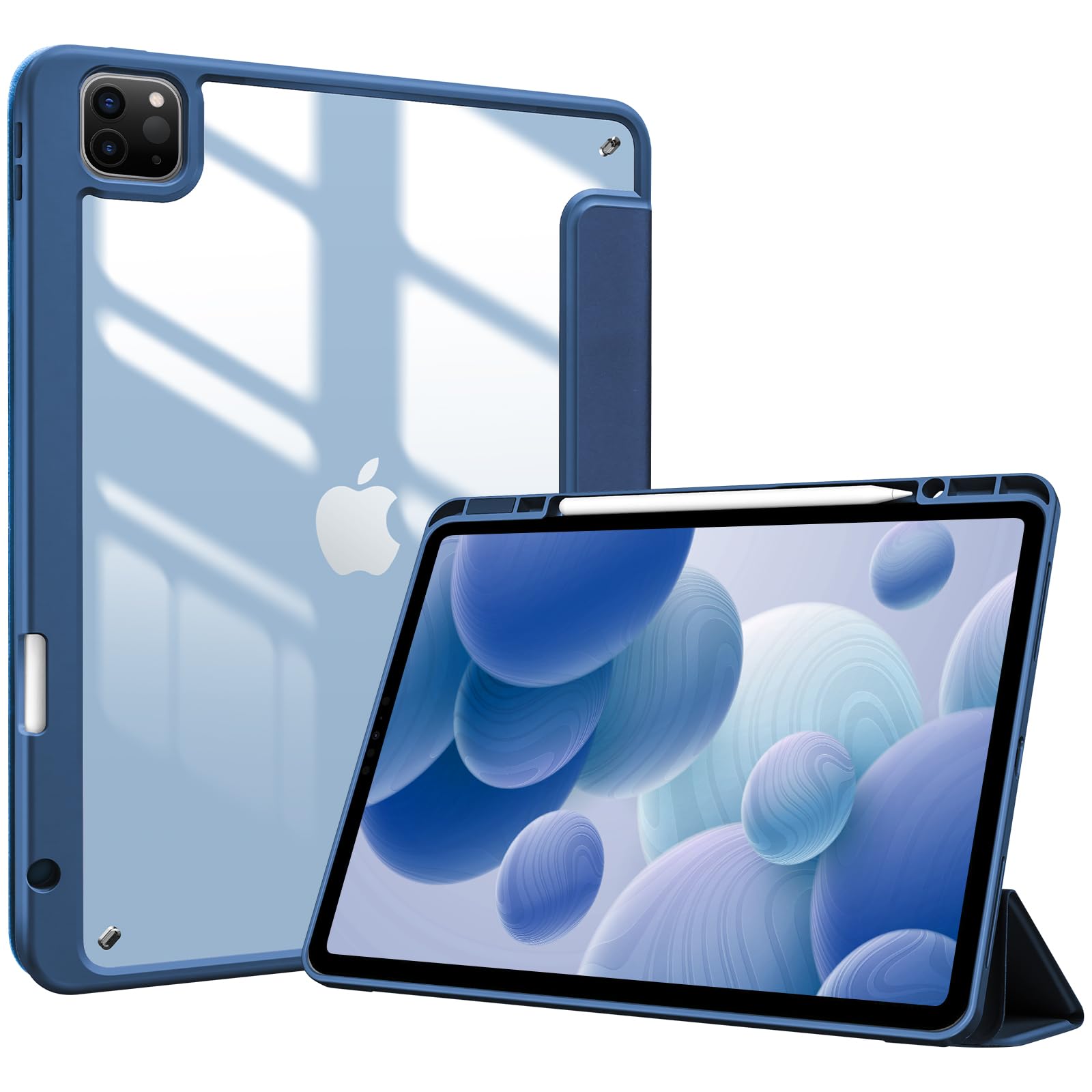 ProCase Smart Case for iPad Air 13 Inch Case (2025/2024) M3/M2 & iPad Pro 12.9 6th/5th/4th/3rd 2022/2021/2020/2018, Transparent 