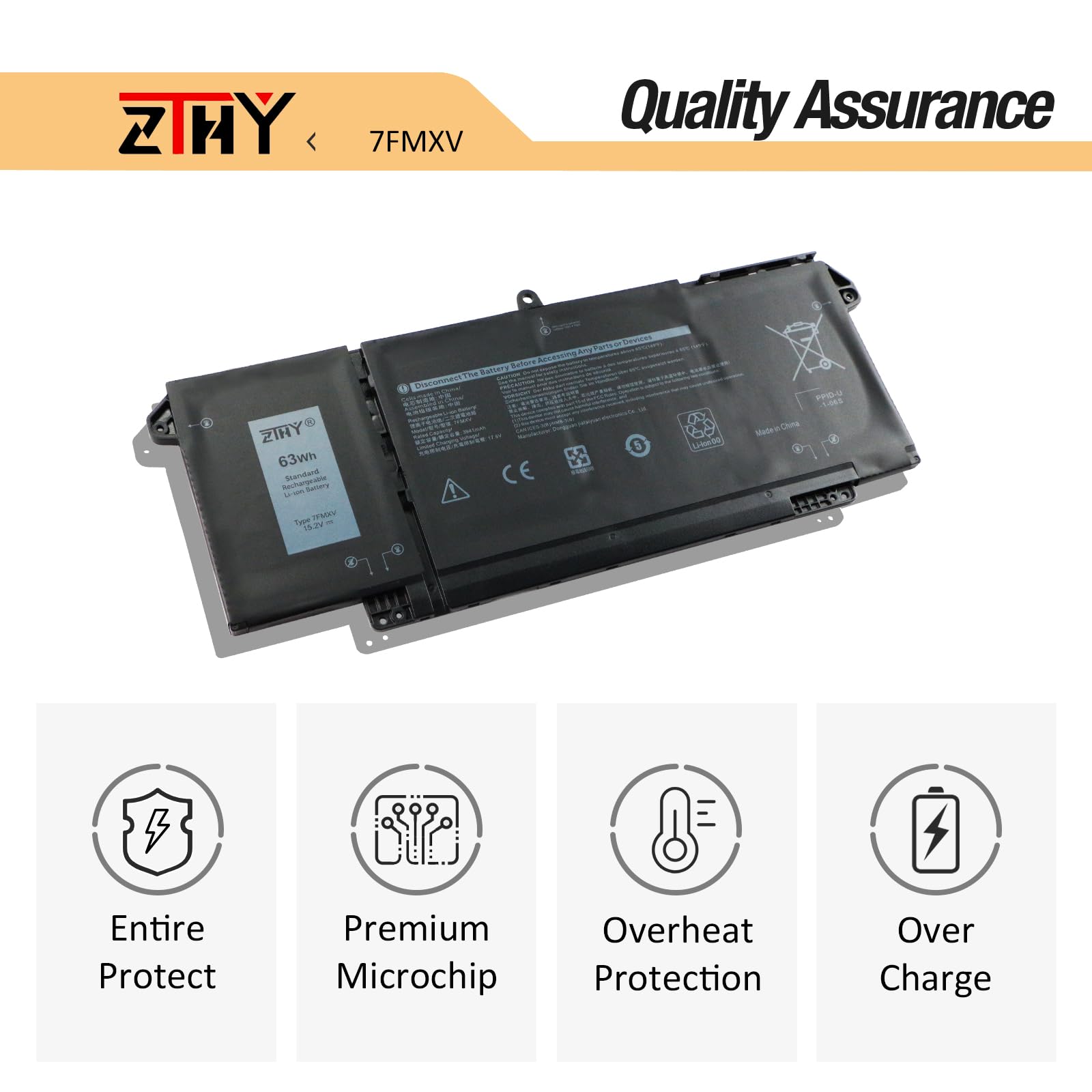 Zthy 7Fmxv Laptop Battery Replacement For Dell Latitude 5320 7320 7420 7520 Latitude 5320 2 In 1/7320 2 In 1/7420 2 In 1 P133G P