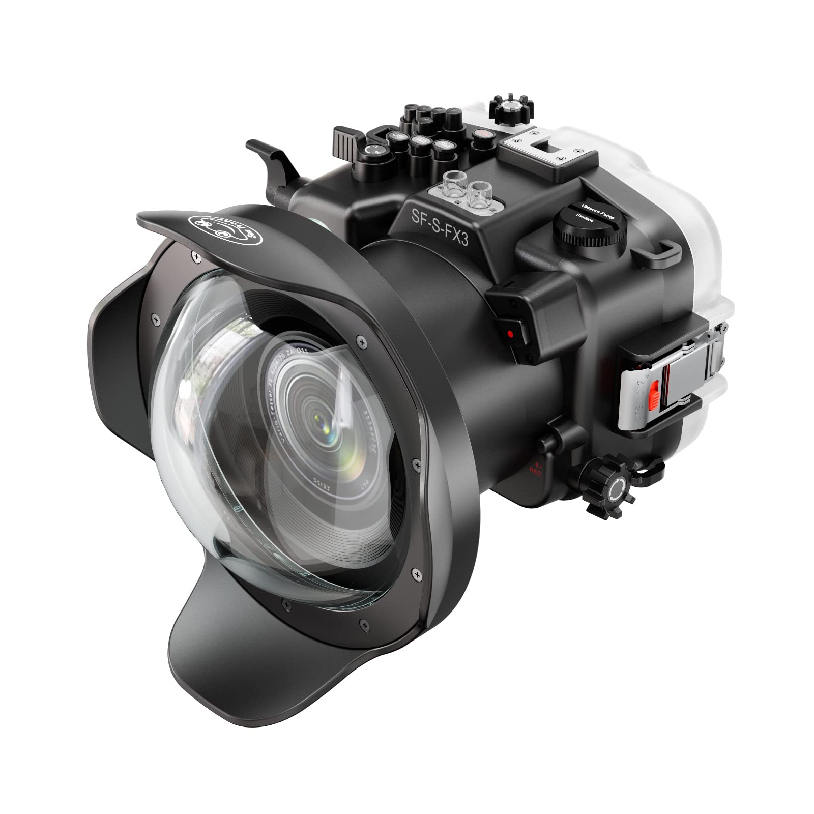 Seafrogs 40M/130Ft Underwater Camera Housing Waterproof Case For Sony Fx3 With 6 Inch Long Dome Port, Compatible With Sony Fe 4/