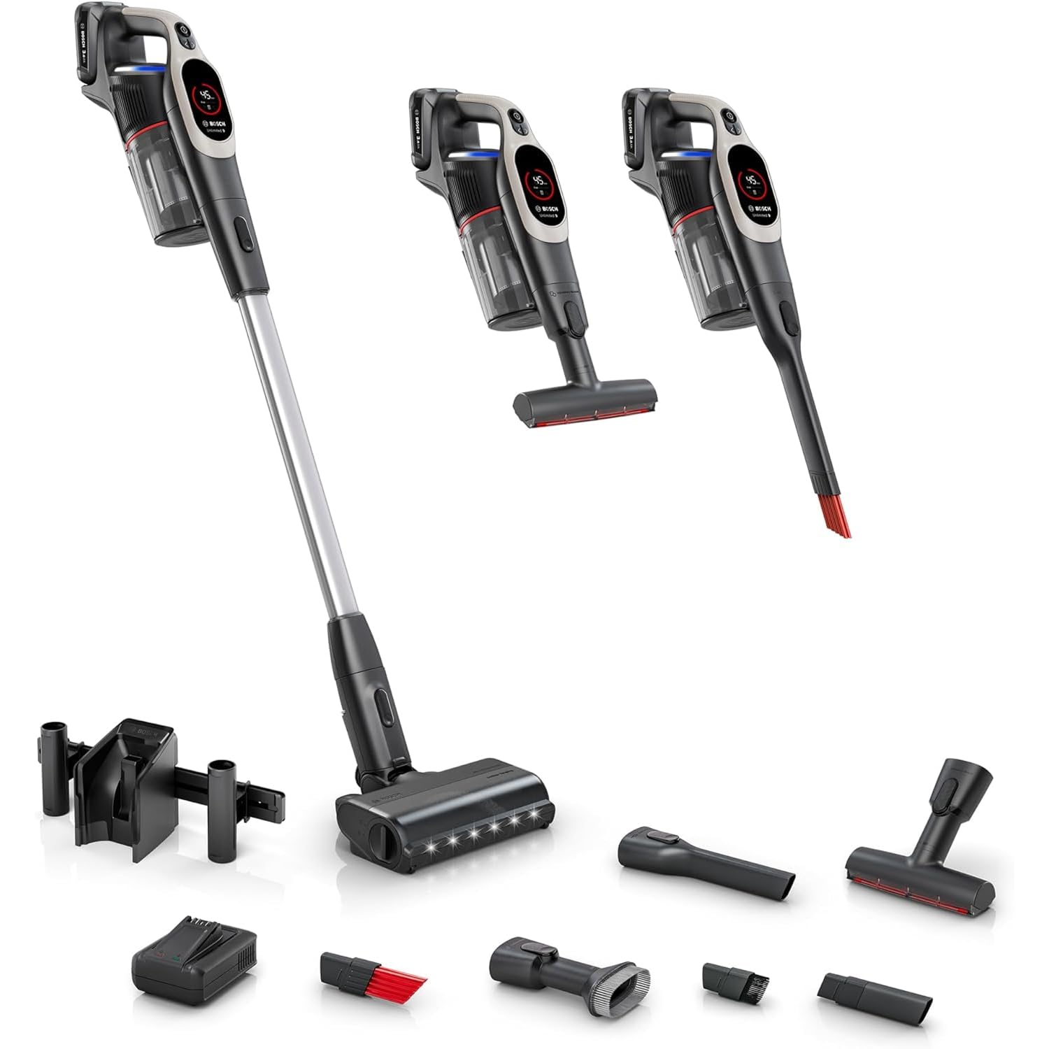 Bosch Unlimited 9 Cordless Stick Vacuum Cleaner - Up to 60 Min Battery, Fast Charger, Multi-Surface, Vacuums Pet Hair, Hard Floo