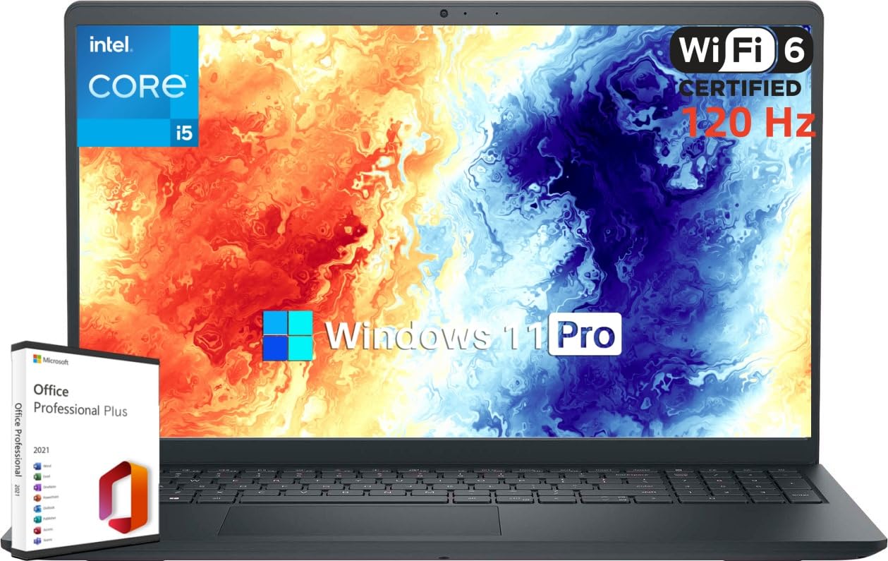 Dell Inspiron 15 Business Laptop, 15.6 120 Hz FHD Display, Intel 10-Core i5-1235U Up to 4.40 GHz, Intel UHD Graphics, 64 GB RAM,