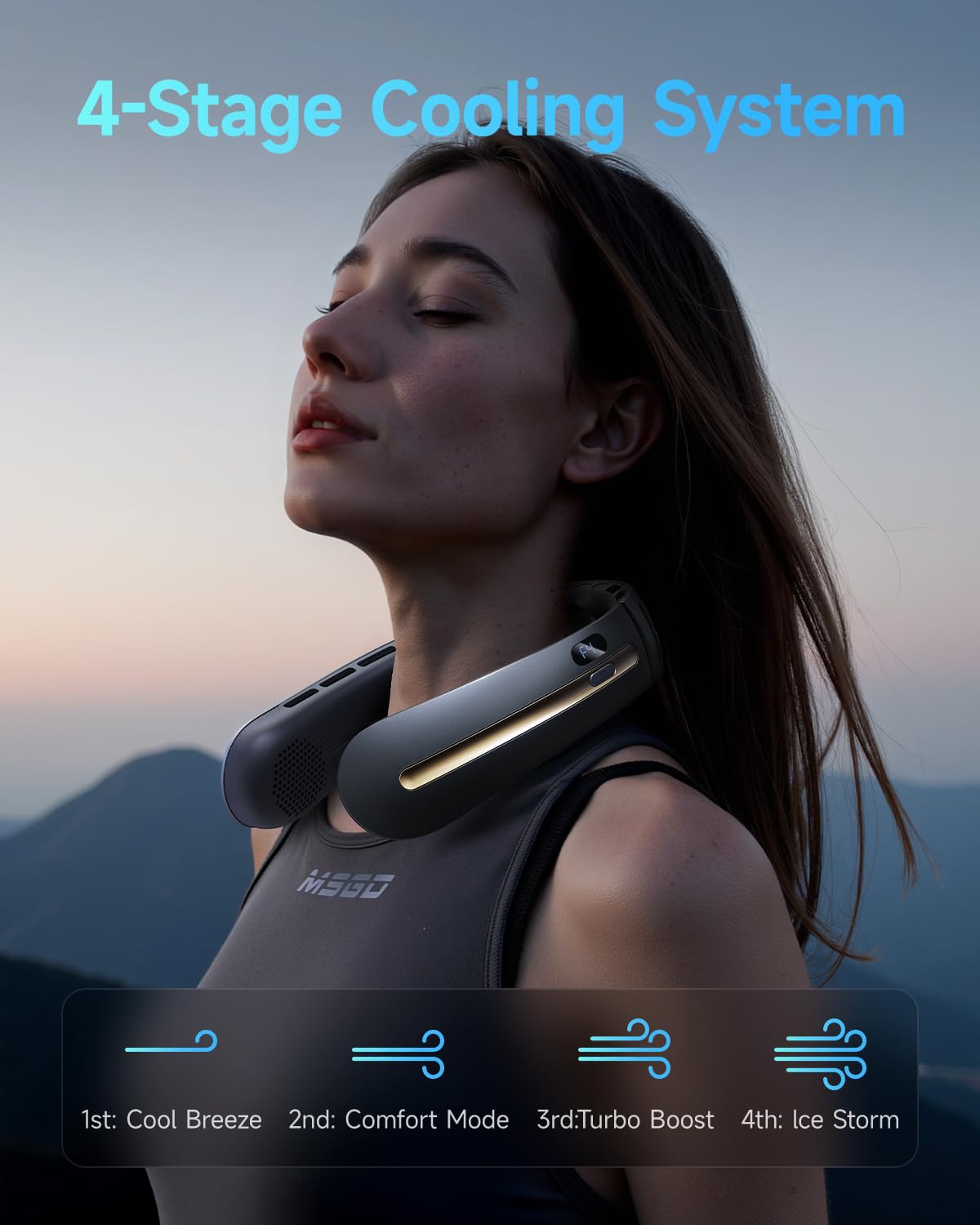 Sweetfull Neck Fan, 3 Turbo Portable Fans With Neck Support, 4 Speed & Led Display, 5200Mah Rechargeable Personal Fan, Hand-Free