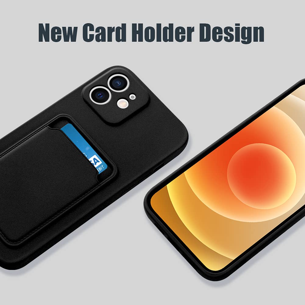 Mzelq Wallet Case For Iphone 12 (6.1 Inch), Card Holder Camera Protection Cover + Screen Protector, Soft Slim Card Slot Case Com