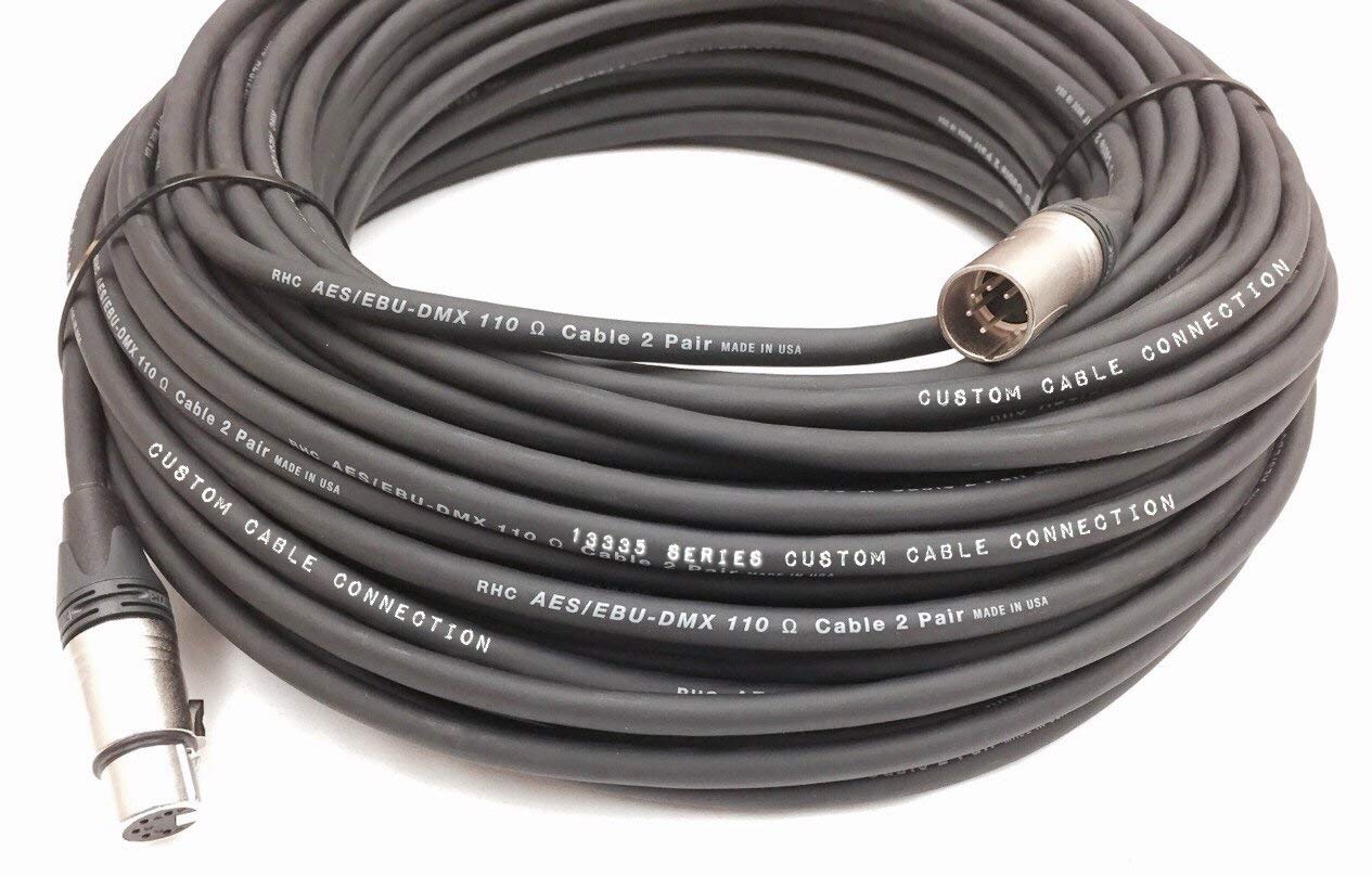 50 Foot 5 Pin Xlr 24 Awg (Gauge) Dmx512 Data Cable Male To Female For Stage Lighting, Led Uplights, Dj Lights And Dmx512 Control
