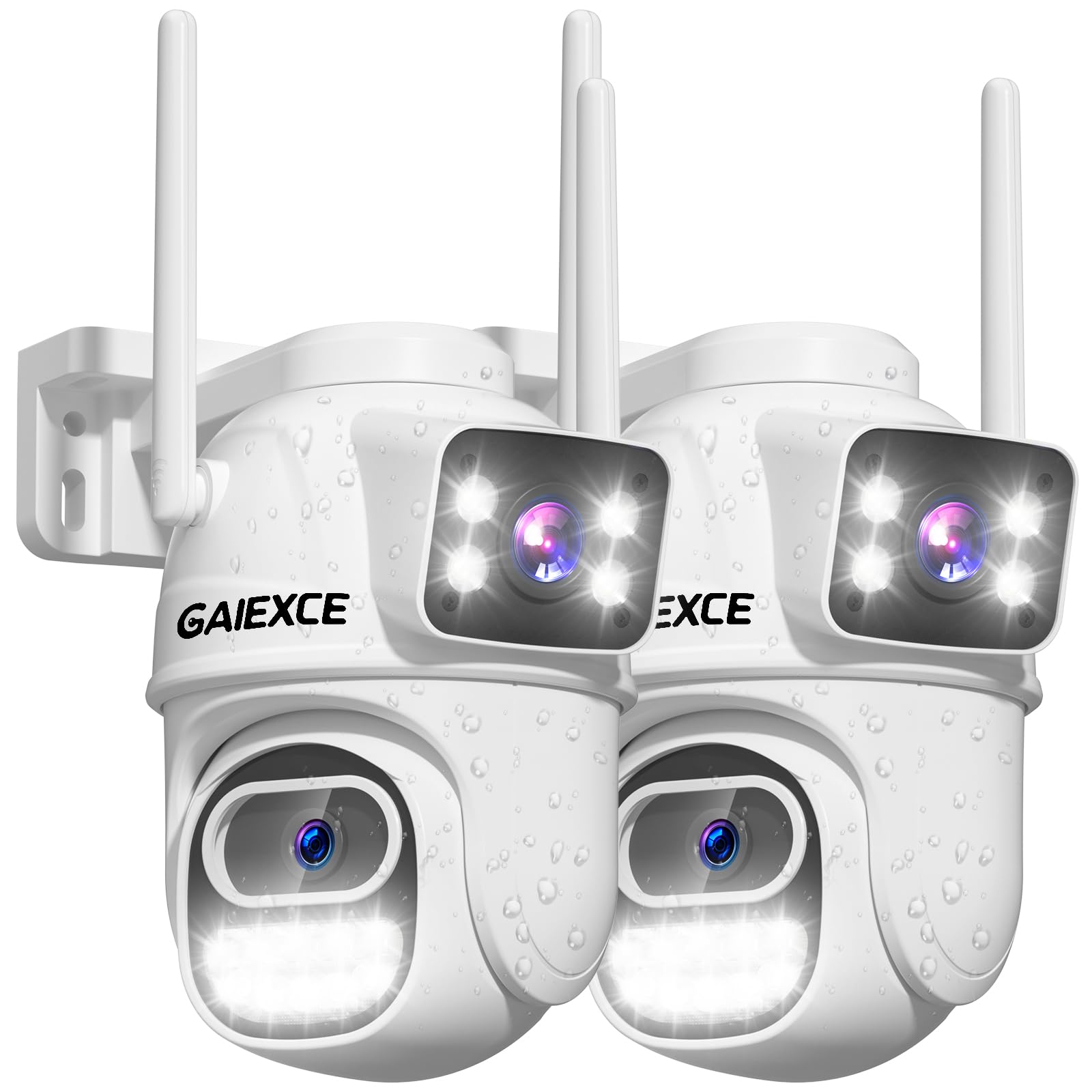 Gaiexce, Wifi Camera Outdoor Wireless, Wired Plug In| Dual Lens Ptz Security Camera Intdoor, Auto Motion Tracking, Color Night V