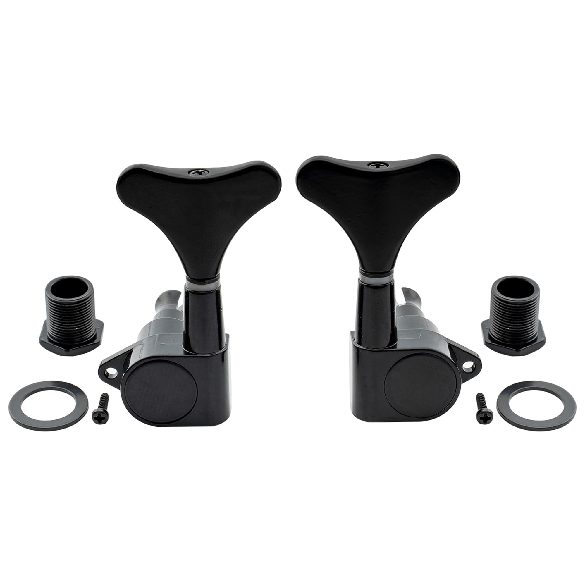 Musiclily 3+3 Sealed Bass Tuning Pegs Keys Machine Head Tuners For Precision Bass Or Jazz Bass, Black