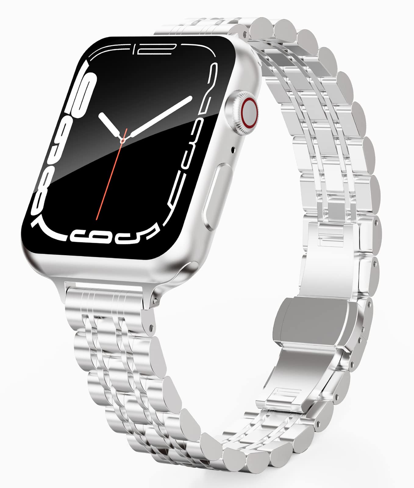 Aicumuza Slim Watch Bands Compatible With Apple Watch 42Mm 44Mm 45Mm 49Mm, Thin Stainless Steel Chain Link For Women Iwatch Seri