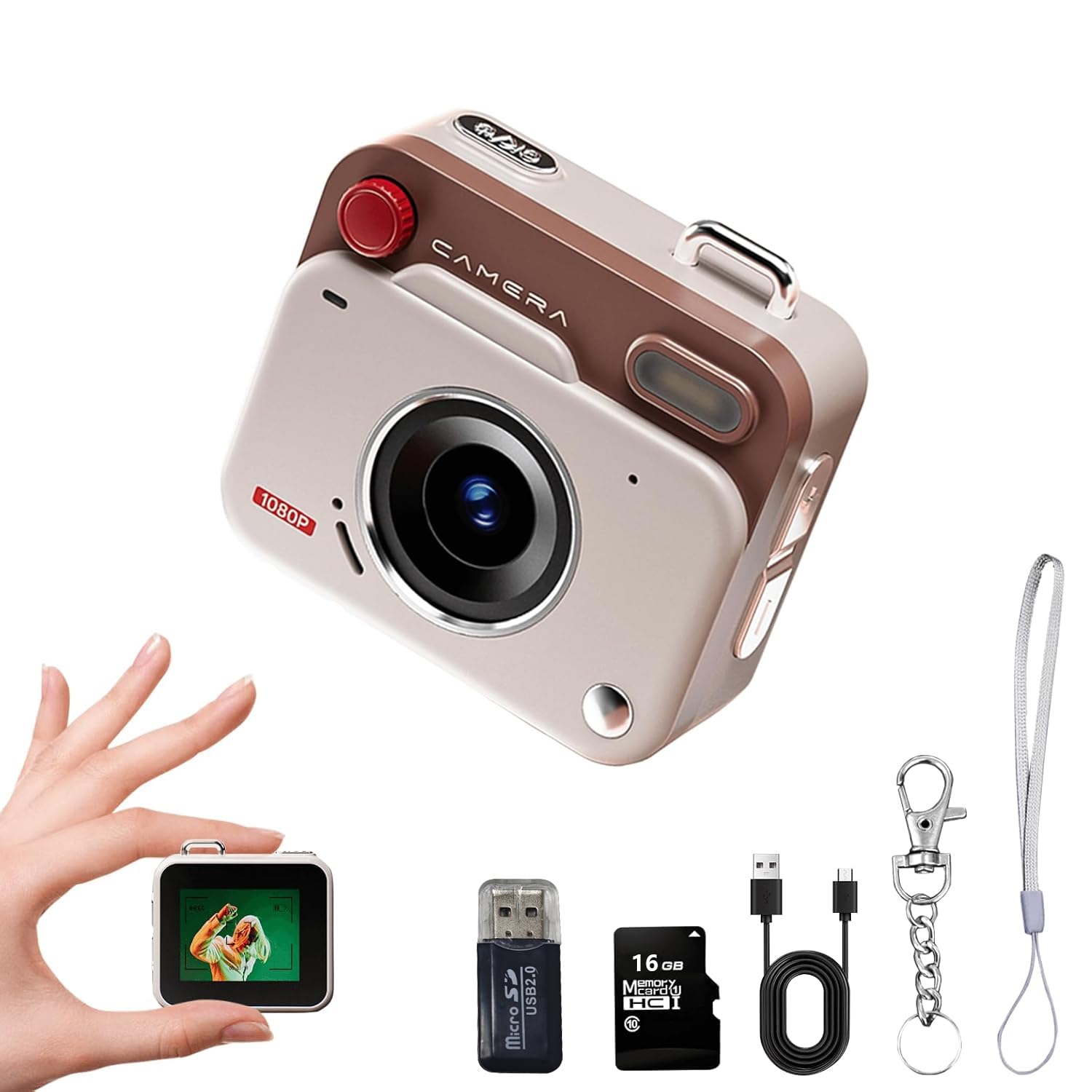 Kids Digital Camera, 1080P HD Video Recorder, 1.77 HD Display, Mini for Kids with Flash, Continuous Shooting, 16GB Card, Lenan