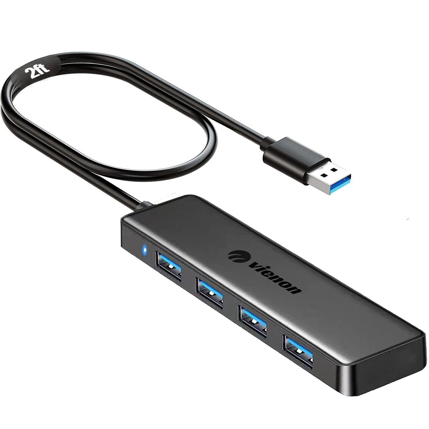 USB 3.0 Hub, VIENON USB Hub with 4 USB 3.0 Female Ports, USB Splitter USB Extender for PC, Laptop, Xbox, PS4/5, Flash Drive, HDD