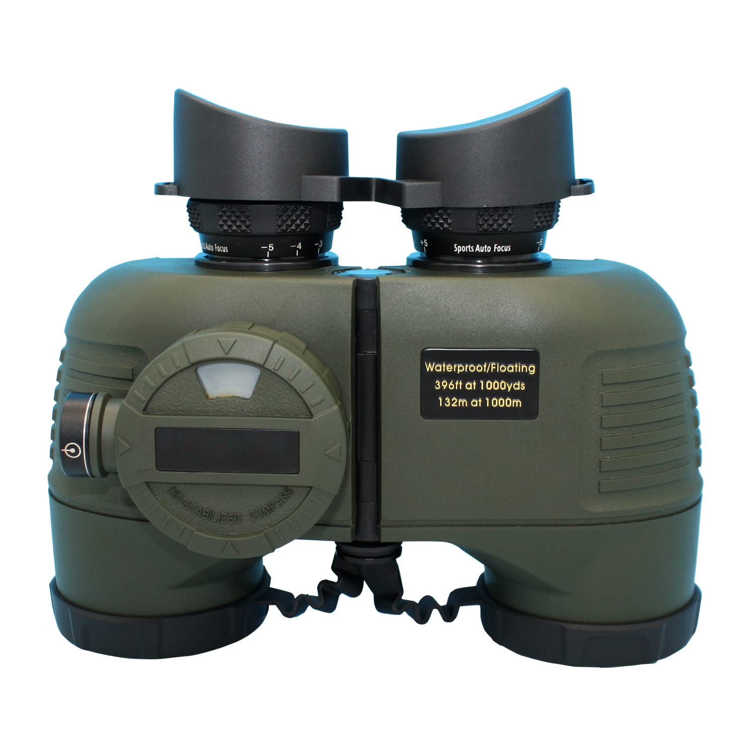 Hooway 7x50 HD Waterproof Military Marine Binoculars w/Internal Rangefinder & Compass for,Bird Watching,Boating and More(Army Gr