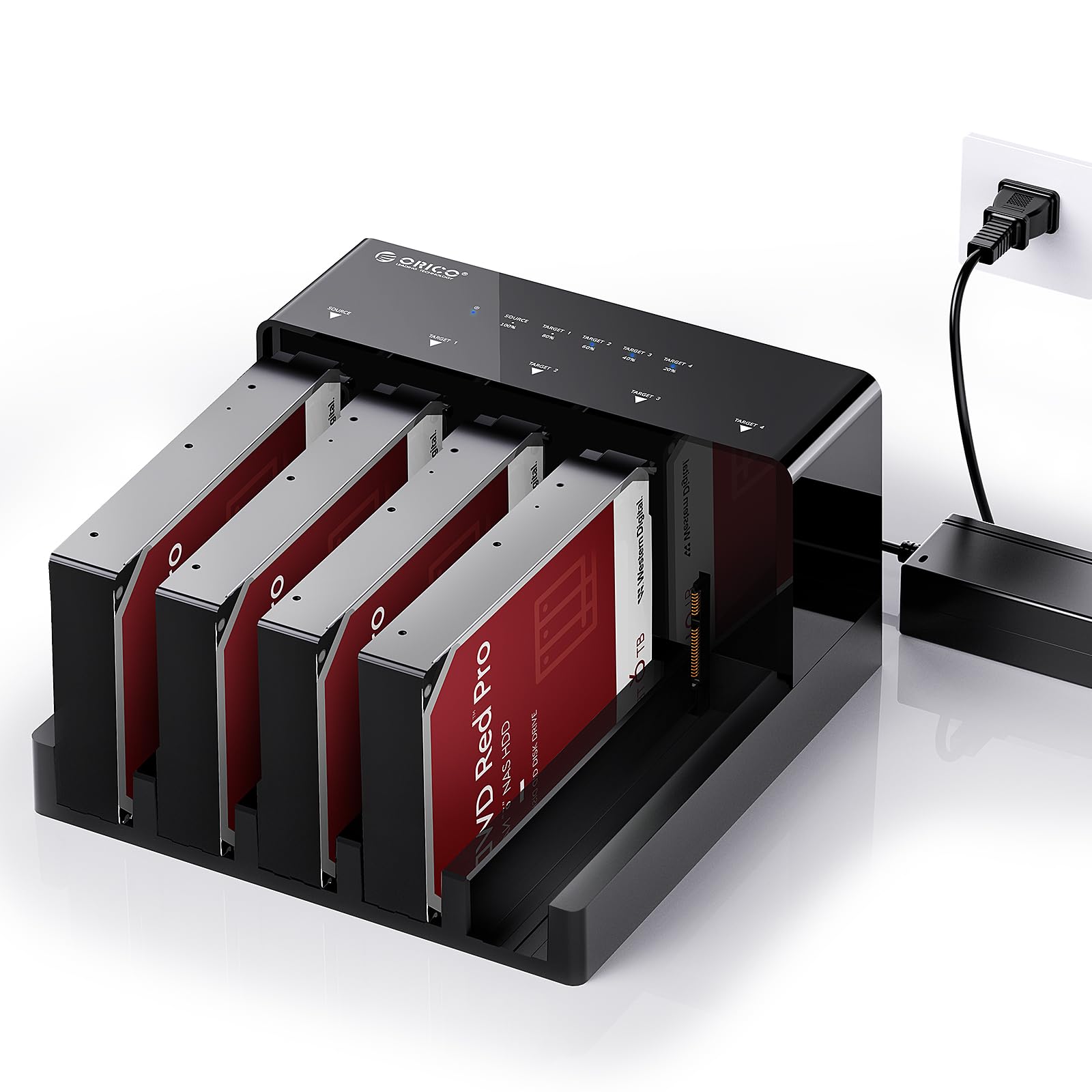 ORICO USB 3.0 5 Bay Hard Drive Docking Station with Offline Cloning 3.5 SATA Enclosure for HDD SSD, Expandable Storage up to 90TB Plug&Play(6558US3 C)