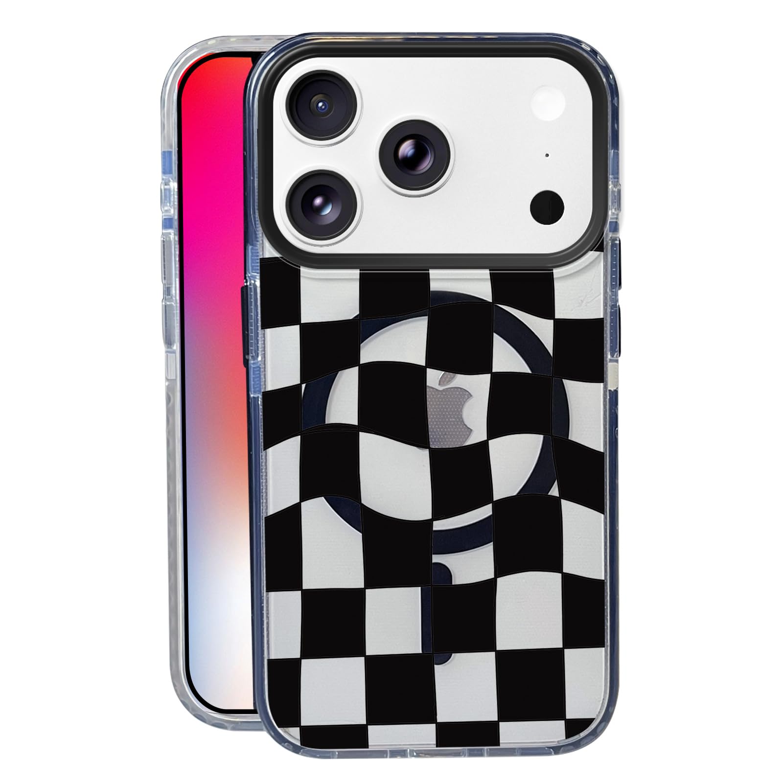 Nimeey Checkered for iPhone 17 Pro Max Case,MagSafe Compatible,Matte Soft Slim Shockproof Cover,Anti-Fingerprint,Anti-Yellowing,
