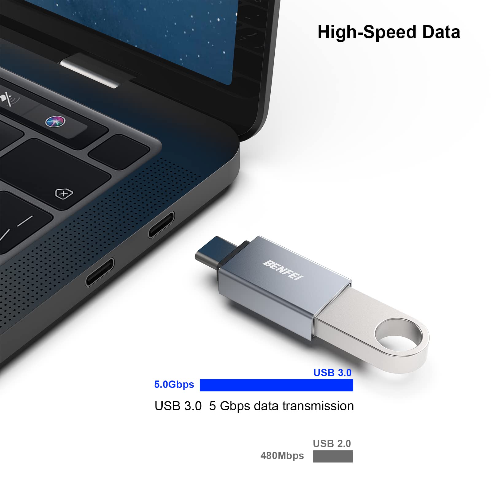 Benfei Usb C To Usb 3.0 Adapter, 3 Pack Usb C To A Male To Female Adapter Compatible With Iphone 15 Pro/Max, Macbook Pro/Air 202