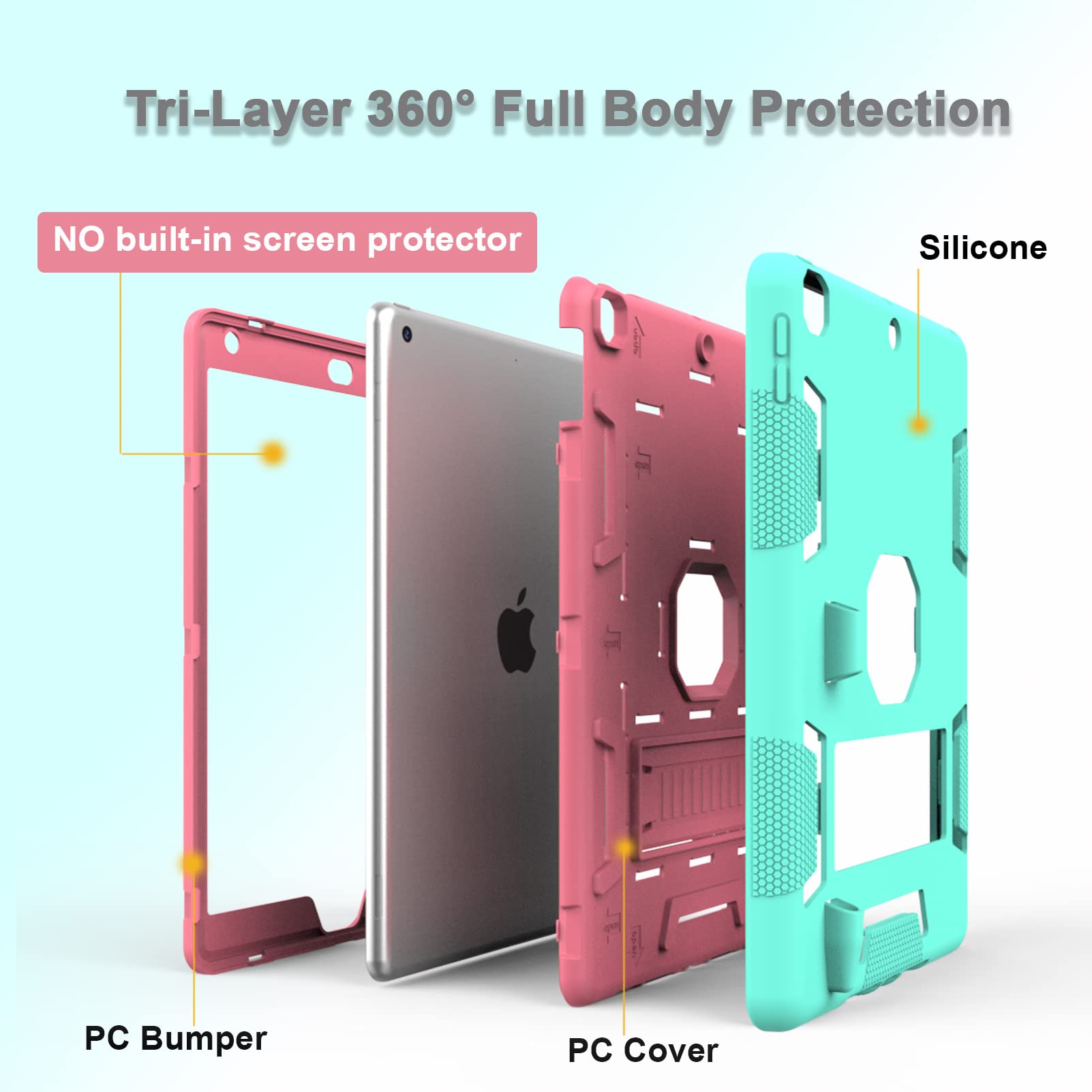 Timism Ipad 9Th Generation Case, Ipad 8Th Generation Case, Ipad 7Th Generation Case, Hybrid Shockproof Rugged Drop Protection Co