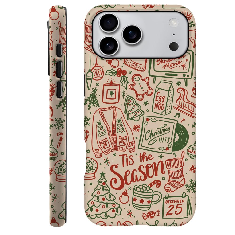 Case for iPhone 17 Pro Max - [Drop Protection Phone Cover] - Hybrid Case for Girl Women - Red Green Hat Coffee Christmas