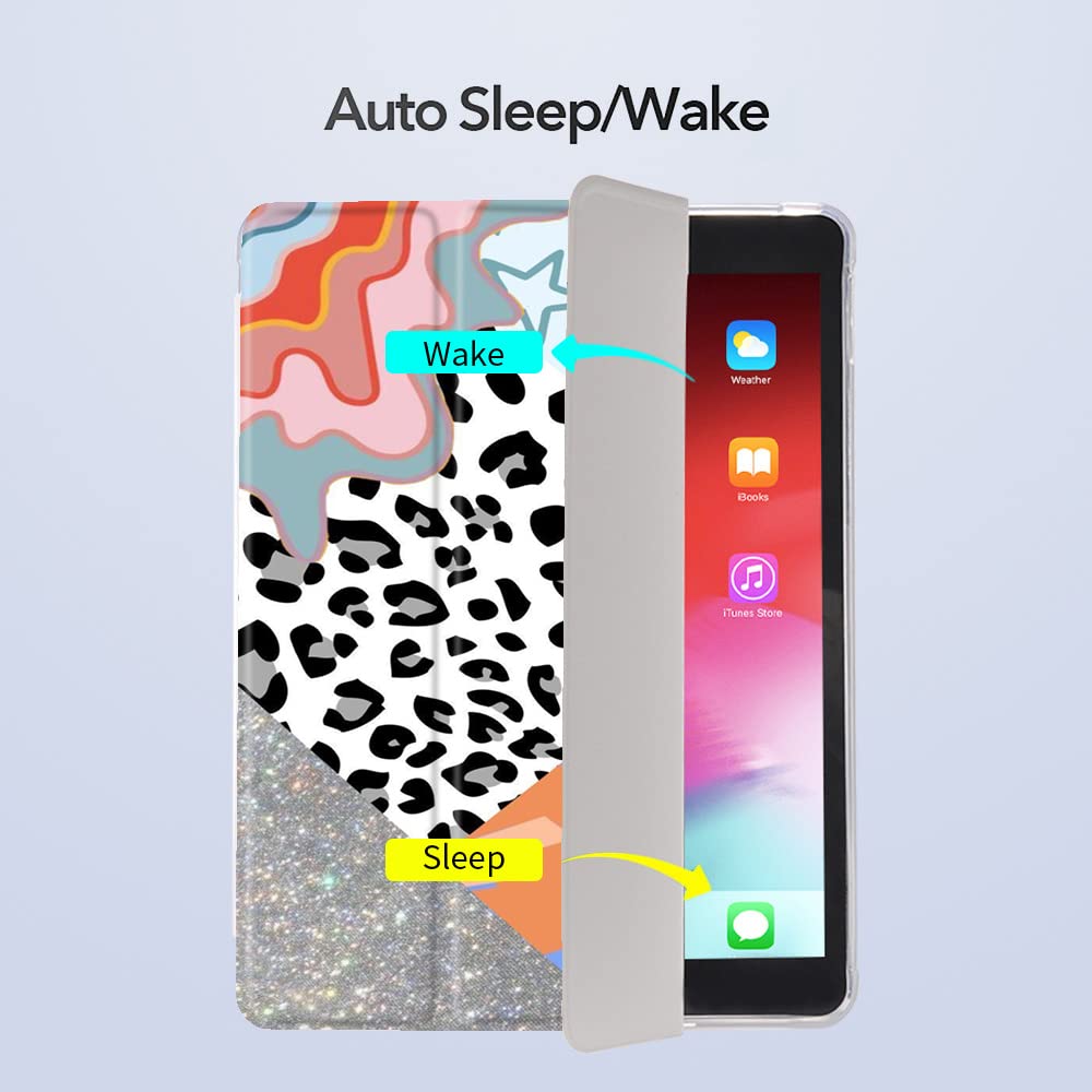 Idocolors Leopard Patchwork Pattern Pad Case White Case For Ipad 7Th/8Th/9Th Generation (Ipad 10.2 Inch Case 2019/2020/ 2021) Cu