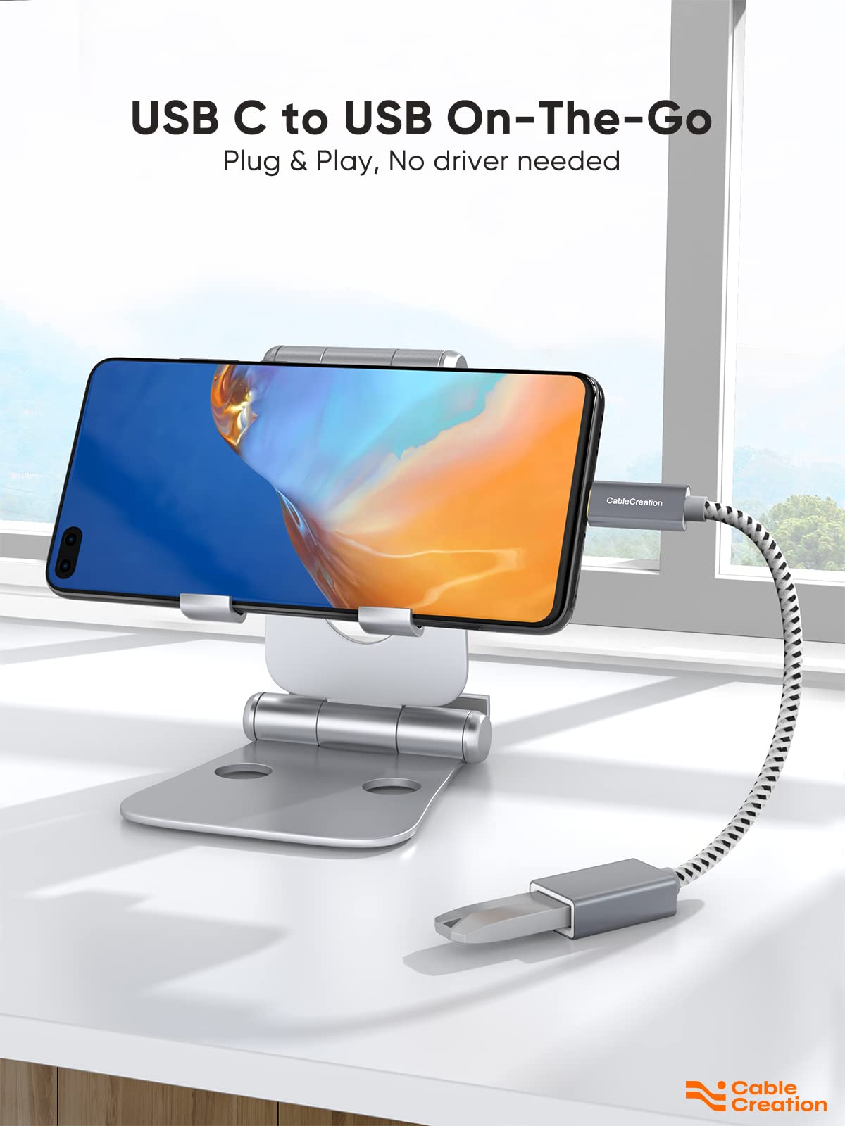 Cablecreation Usb To Usb C Adapter 0.5Ft/0.15M, Usb C Otg Cable, Usb Type C To Usb A Female Connector For Macbook Pro Air, Ipad