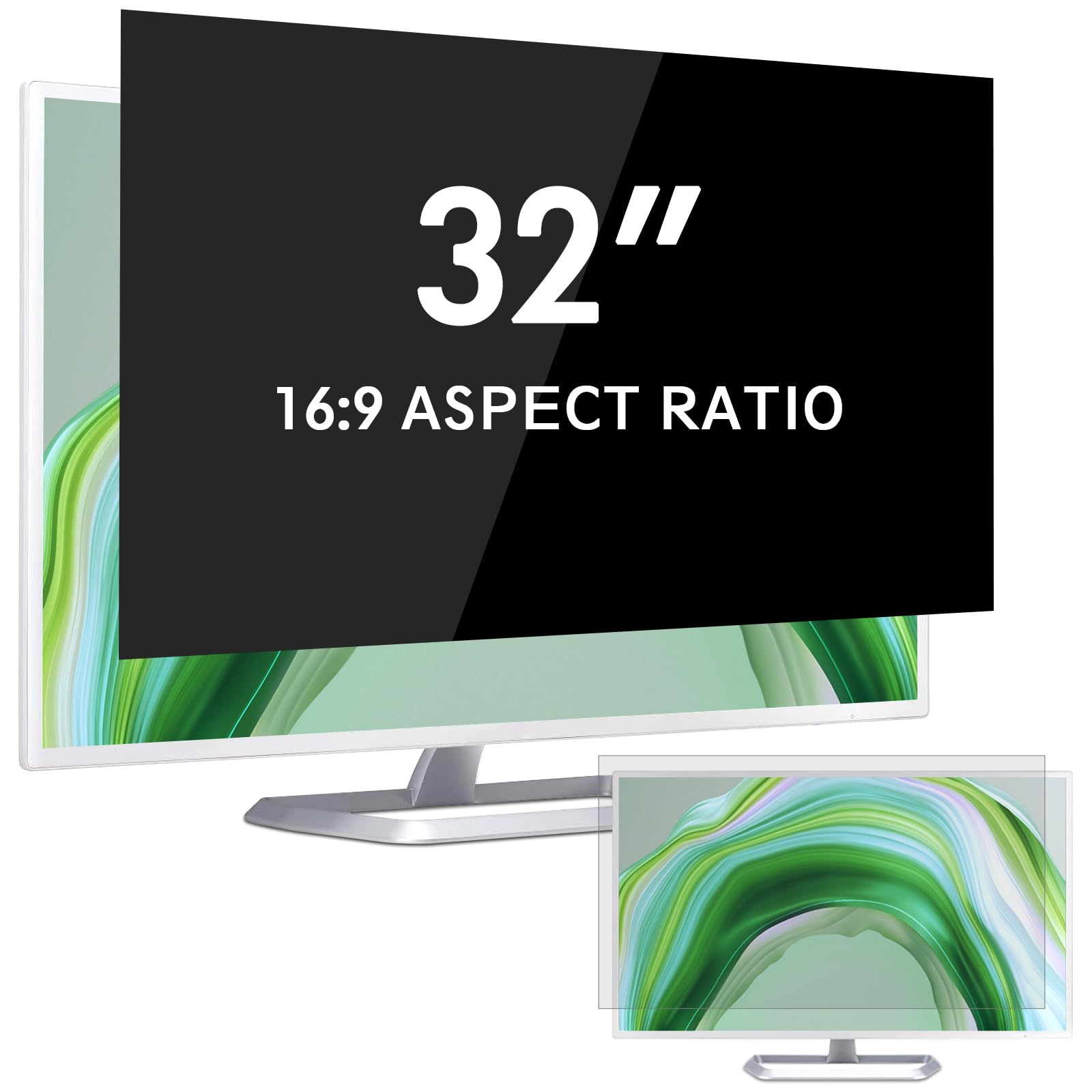 Filmext 32 Inch Privacy Screen Filter For 16:9 Computer Widescreen Monitor, Removable 32 In Anti Blue Light Anti Glare Anti Spy 