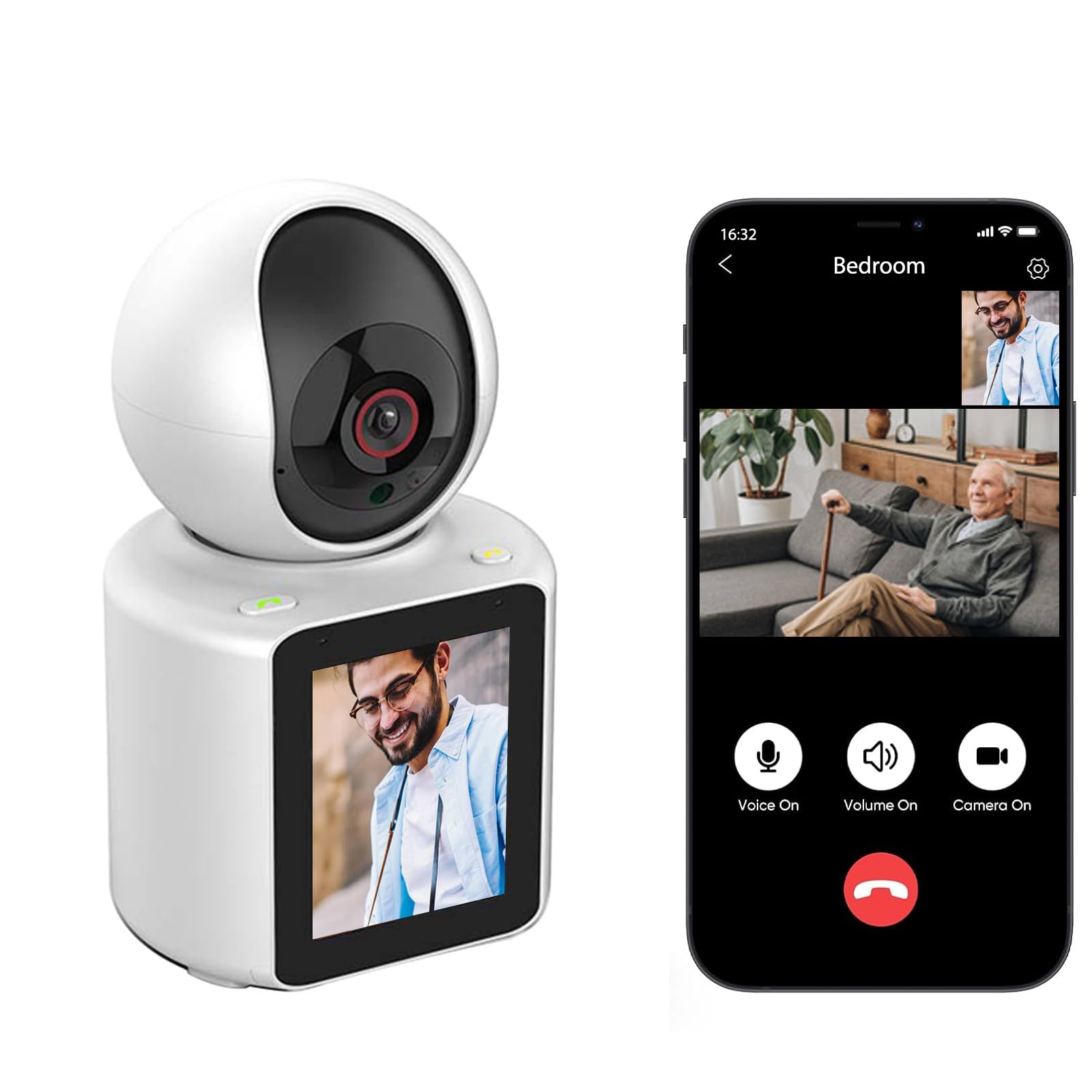 Lastcow Two Way Video Calling Camera With 2.8 Inch Hd Screen, 1080P Indoor Home Security Camera, Indoor Home Nanny Camera,Baby/E