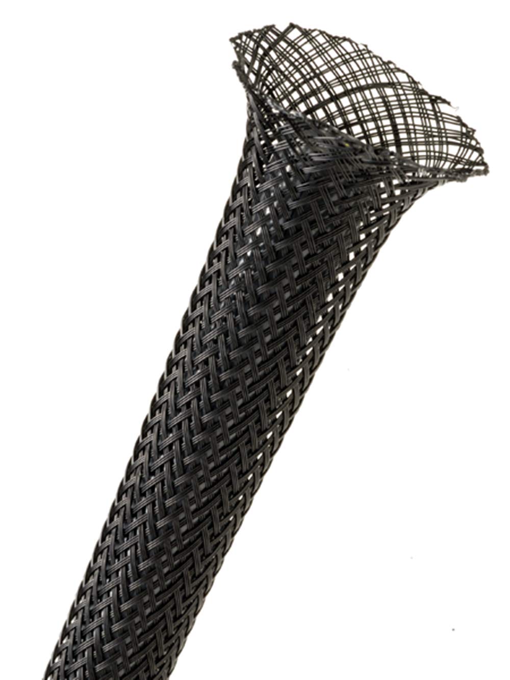 1/4 PET Expandable Braided Sleeving - Color: Black - Length: 1000FT