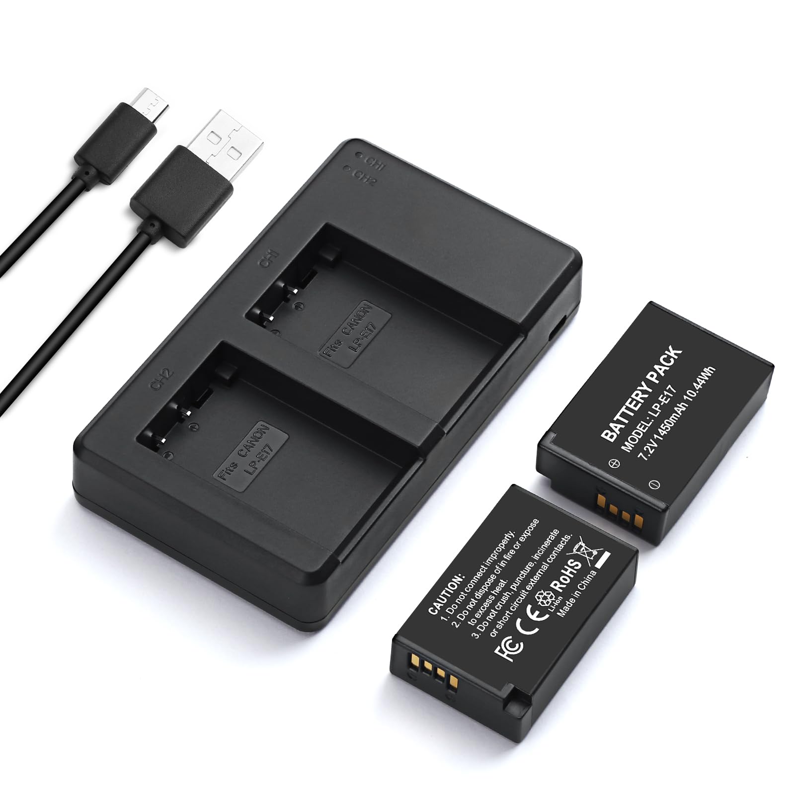 Lp E17 Battery Pack + Dual Usb Charger Compatible With E Rp, Rebel T7I, T6I, T6S, M6, M5, M3, Sl3, Sl2, 77D, 8000D, Kiss X8I, 80