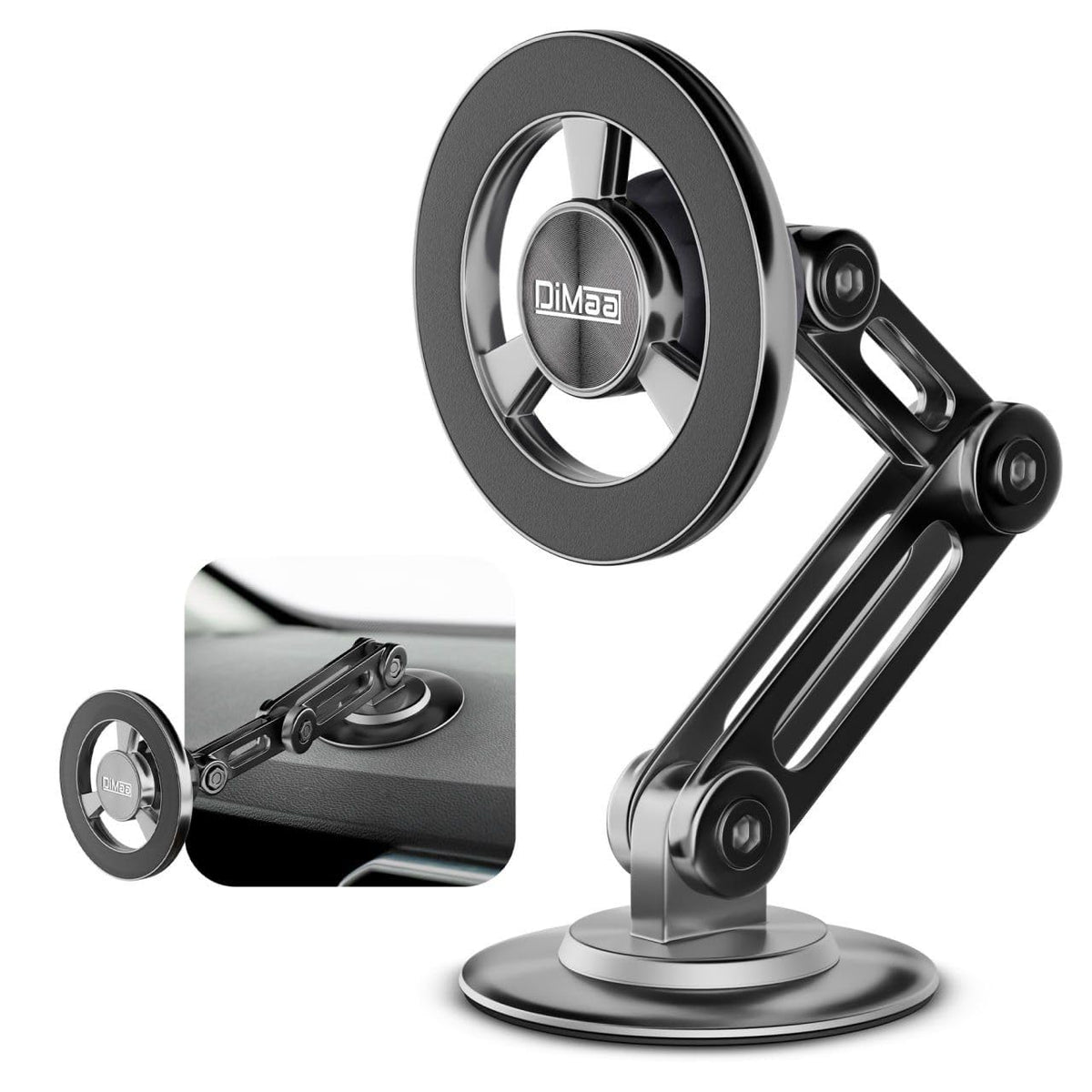 Dimaa Magnetic Phone Holder,Iphone Car Mount & For All Car, Magsafe 3 Car Mount (360 Rotation) Car Phone Holder For Iphone 15 14