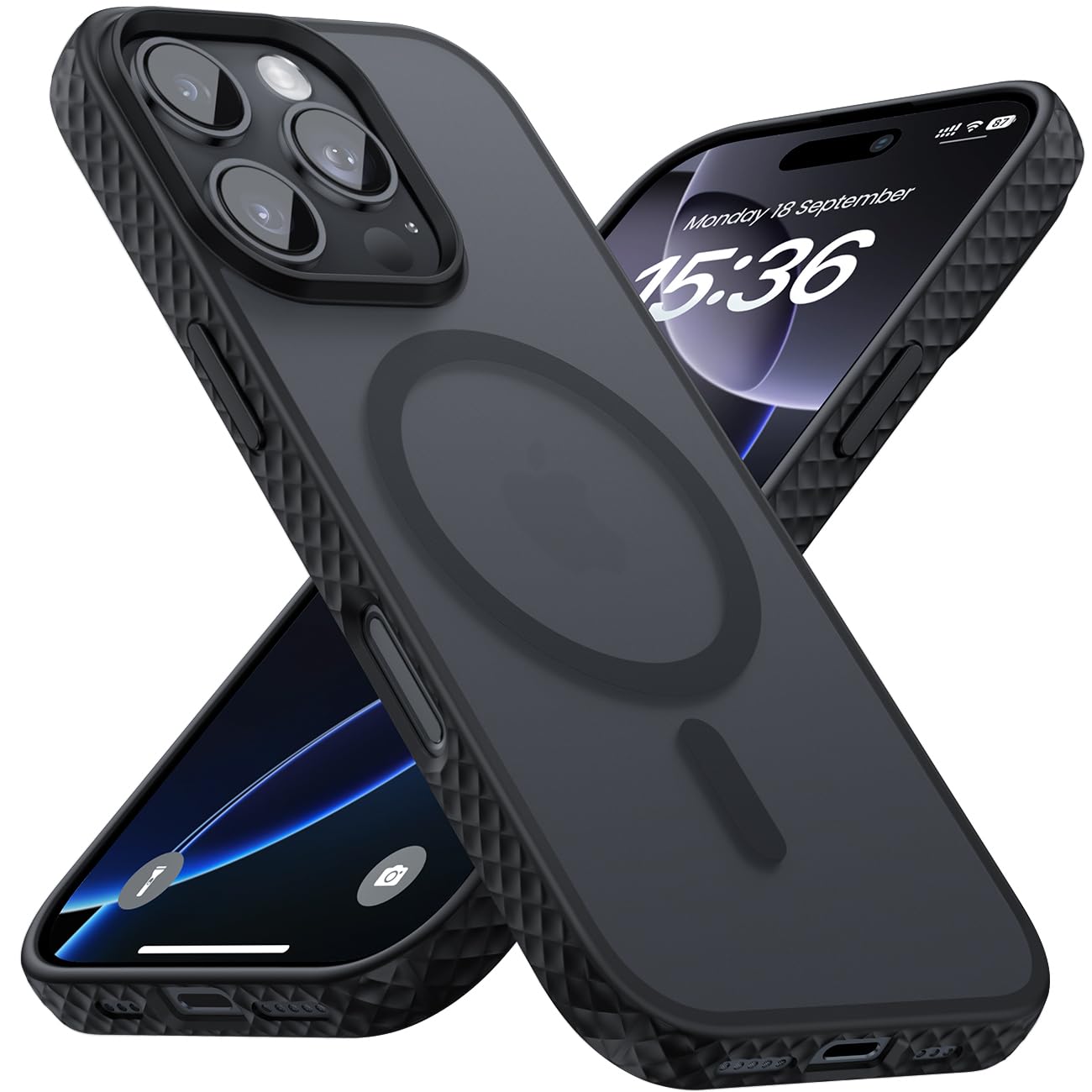 Lamicall Magnetic Case For Iphone 16 Pro, For Magsafe   [Anti Slip Edge] Military Grade Shockproof Protection Translucent Hard S