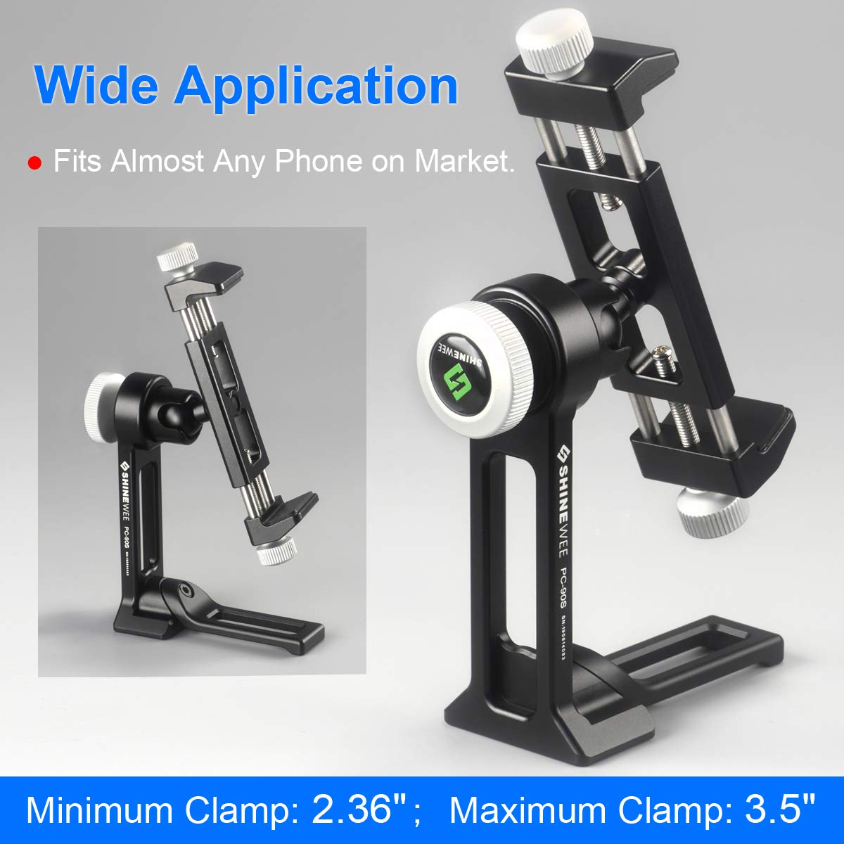 Shinewee Metal Phone Tripod Mount Adapter, Arca Dovetail And 1/4'' Screw Mount,Adjustable Vertical And Horizontal Dock For Samsu