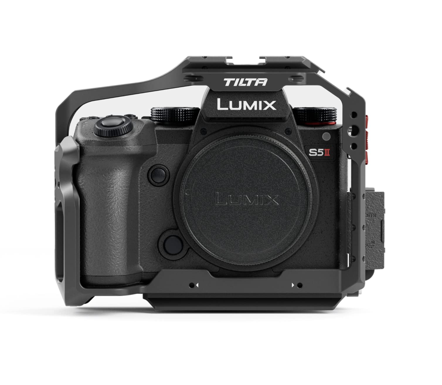 Tilta Full Camera Cage Compatible With Panasonic S5 Ii/Iix (Black) | Custom Designed | Mount Accessories Via Nato Rail, Rosette, Cold Shoe, And 1/4' 20 Threads With Locating Pins | Ta T50 Fcc B