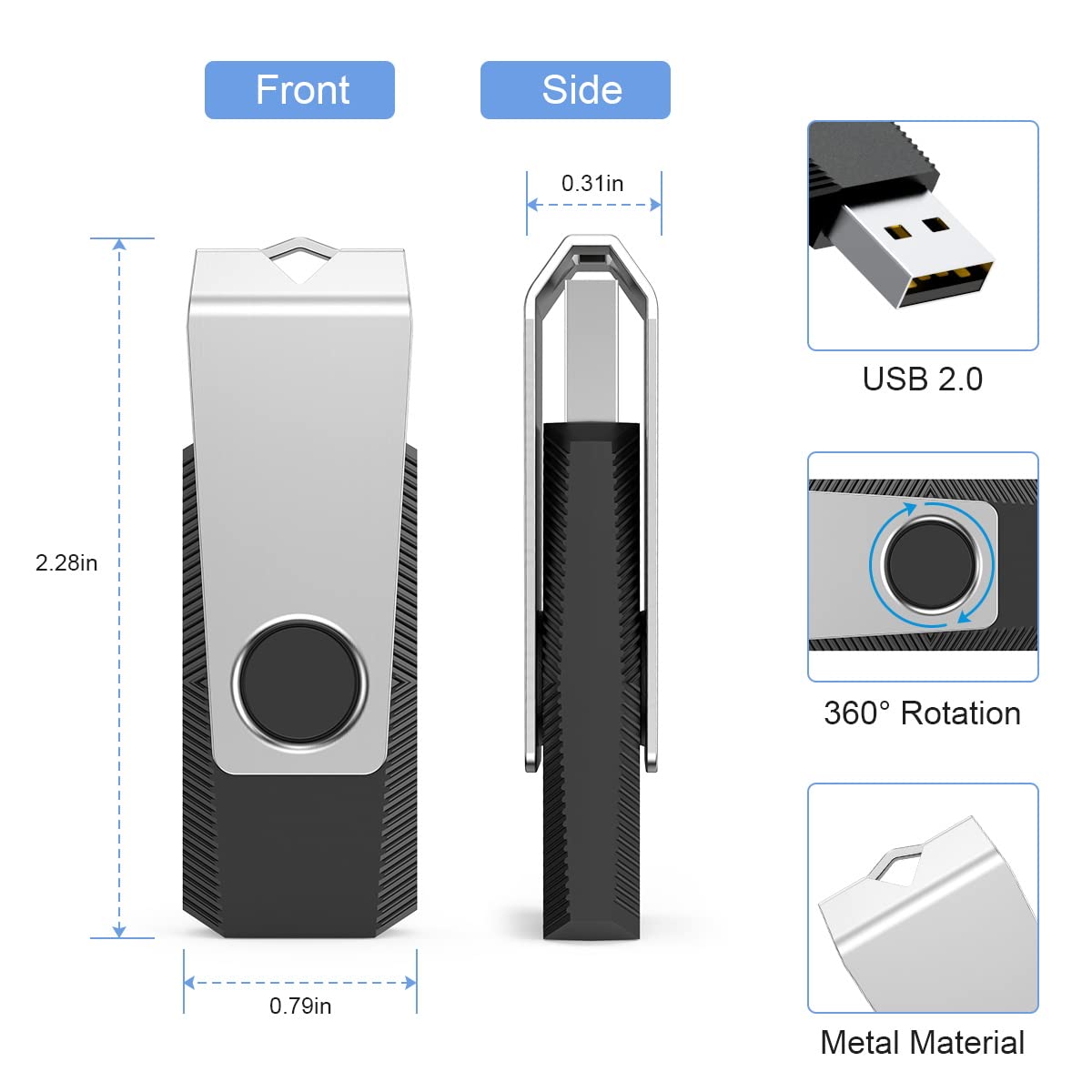 Aiibe 64Gb Flash Drive 50 Pack Usb Flash Drive 64Gb Usb Drive Bulk Thumb Drives Usb 2.0 Memory Stick Zip Drive Usb 64Gb Multipack, Black