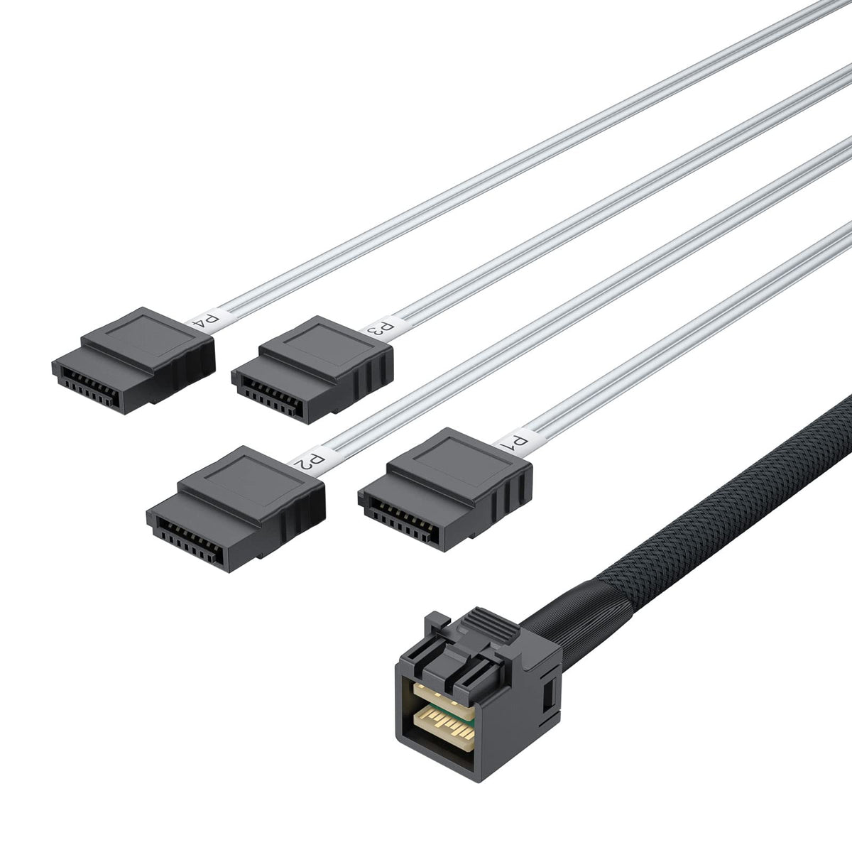 Internal Mini Sas Hd Sff 8643 To 4X Sata (7Pin) Hard Disk Data Server Raid Cable, 0.75 Meter (2.46 Ft), 6 Gbit/S, For Motherboar