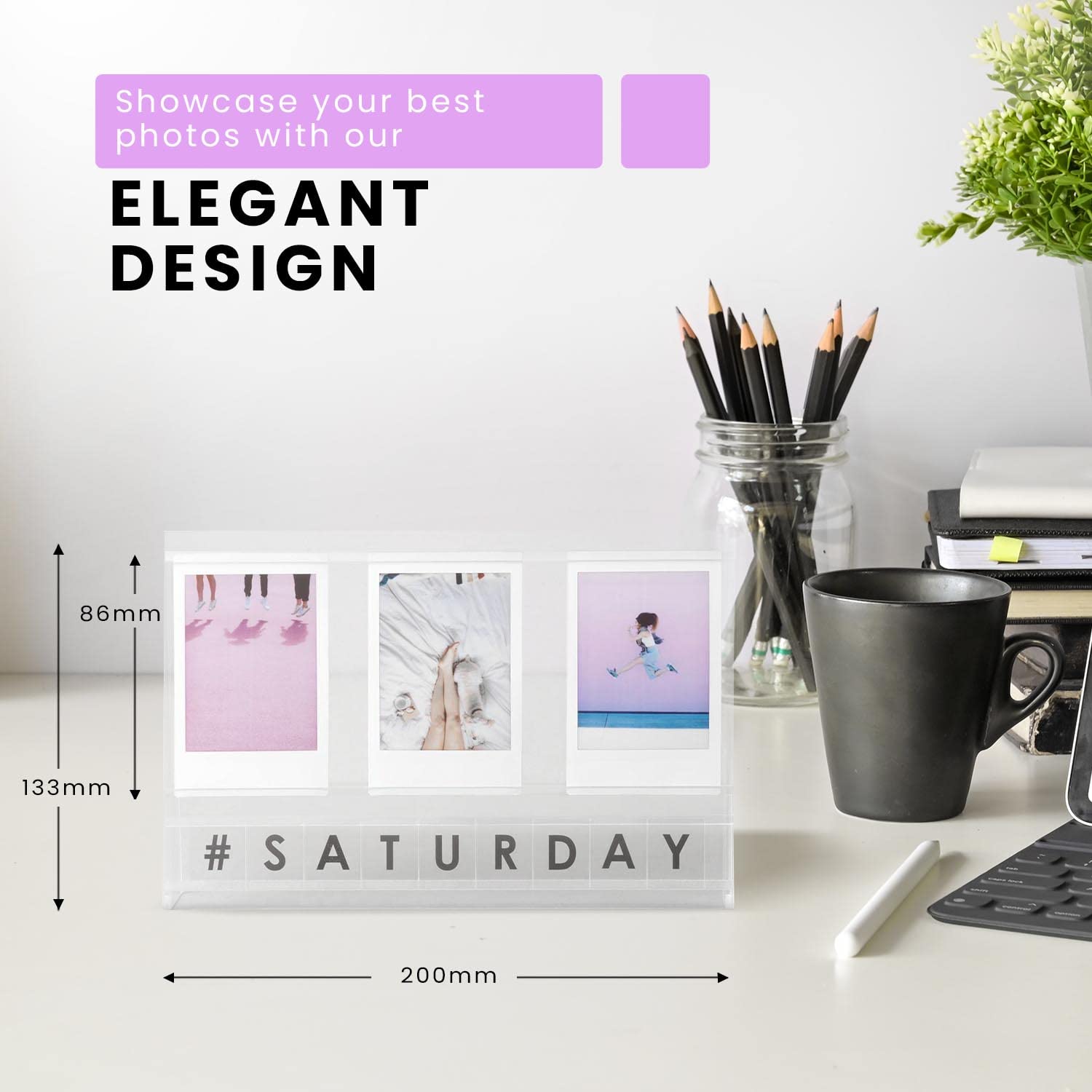 Elil Instax Frame For Fujifilm Instax Mini Film Accessories, Acrylic Frame Desktop Instax Picture Display With Personalized Mess