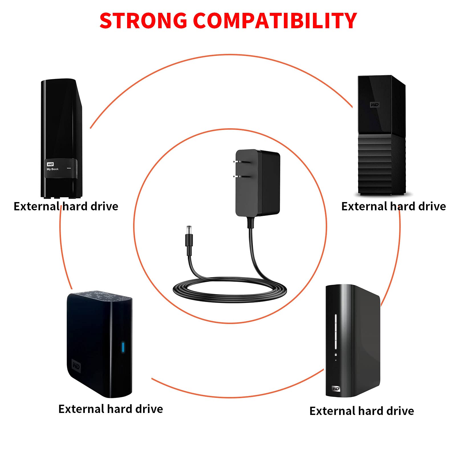 Merom 12V Power Supply Adapter Compatible With Seagate, Wd Western Digital My Book External Hard Drive Charger Cord Wd5000H1U 00   Us Plug