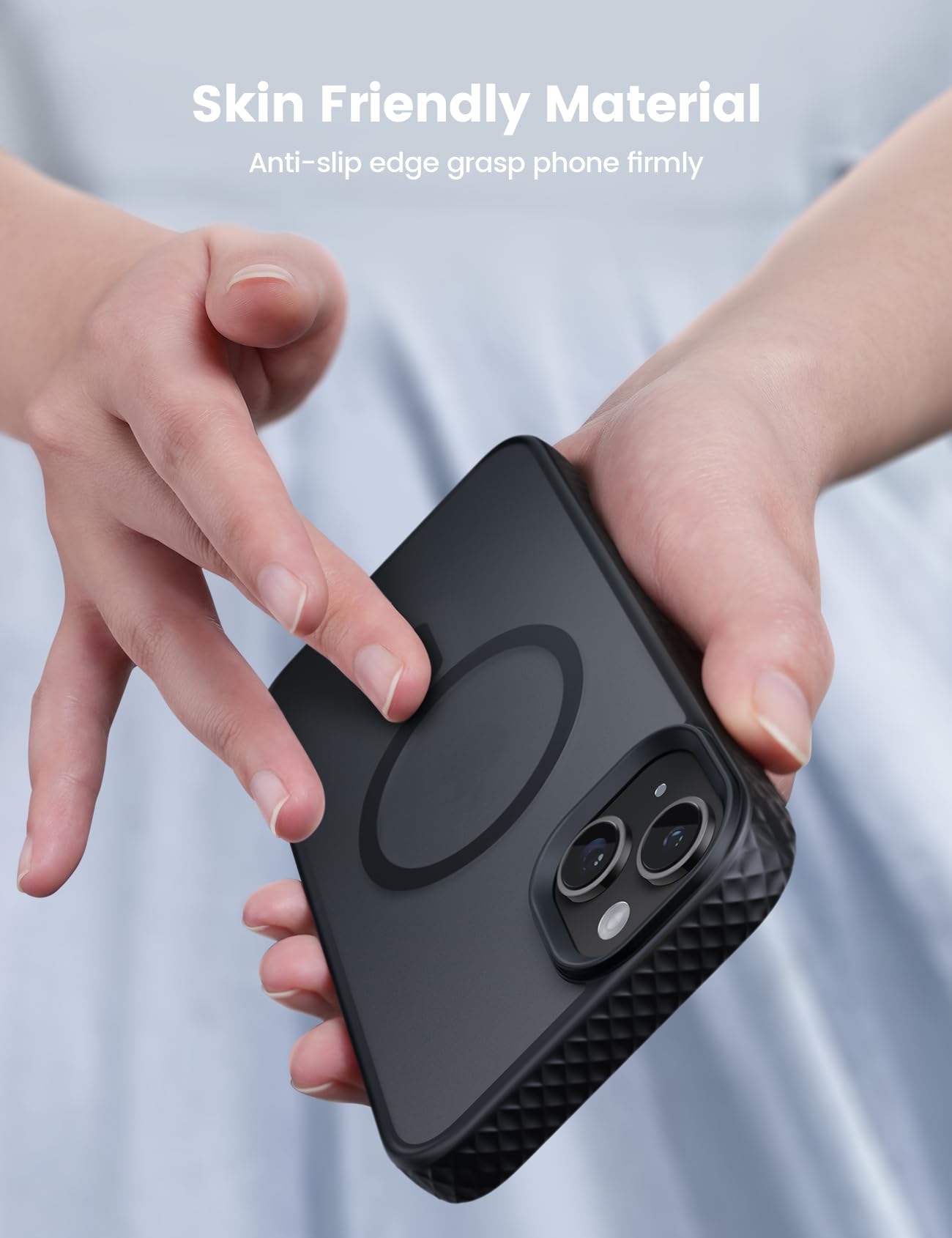 Lamicall Magnetic Case For Iphone15 Plus, Fits For Magsafe   [Diamond Textured Edge] [Anti Slip] [Military Grade Shockproof] Tra