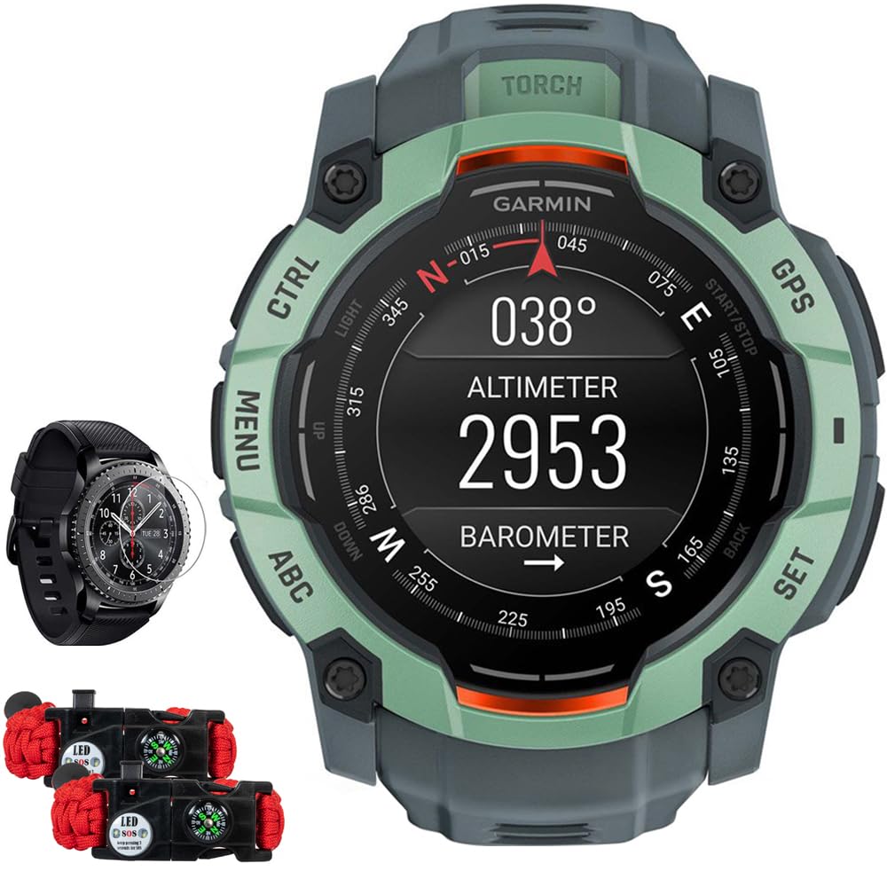 Garmin Instinct 3-50 mm Outdoor GPS Smartwatch, AMOLED, Neo Tropic with Twilight Band 010-03020-01 Bundle with Deco Essentials S