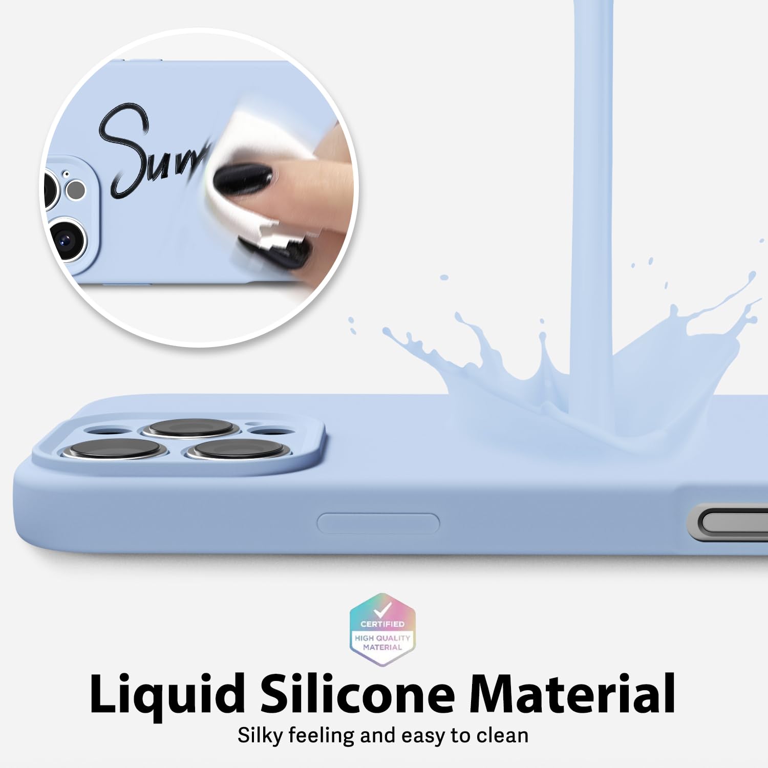 Oakxco For Iphone 16 Pro Max Phone Case Liquid Silicone, Thin Slim Soft Rubber Gel Tpu Plain Protective Simple Cover For Women G