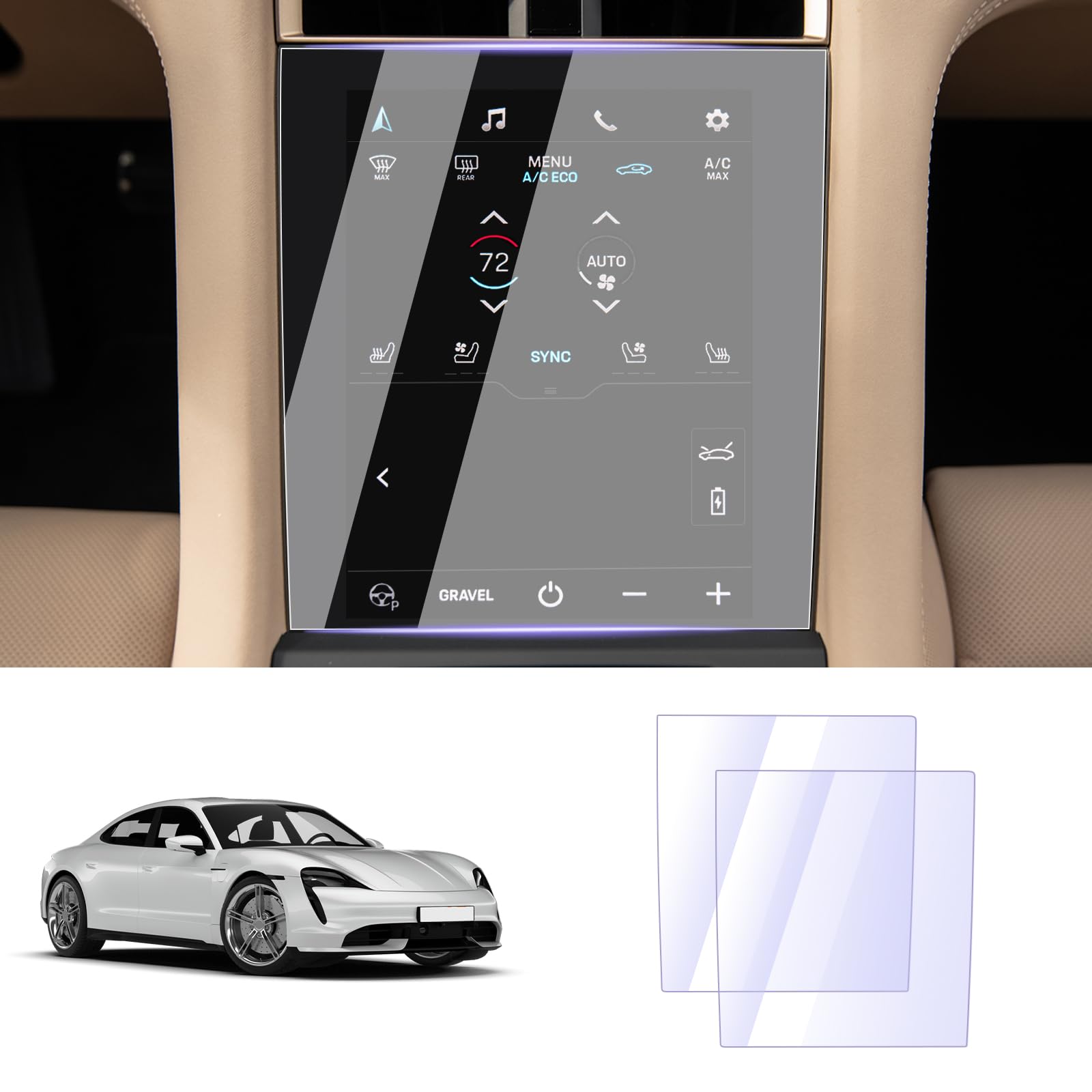 Zclinko Car Screen Protector Foils For 2020+ Porcshe Taycan Accessories Front Air Conditioner Screen Display Tpu Plastic Anti Scratch Center Control Touchscreen Protective Film 1Pcs(8.4 Inch)
