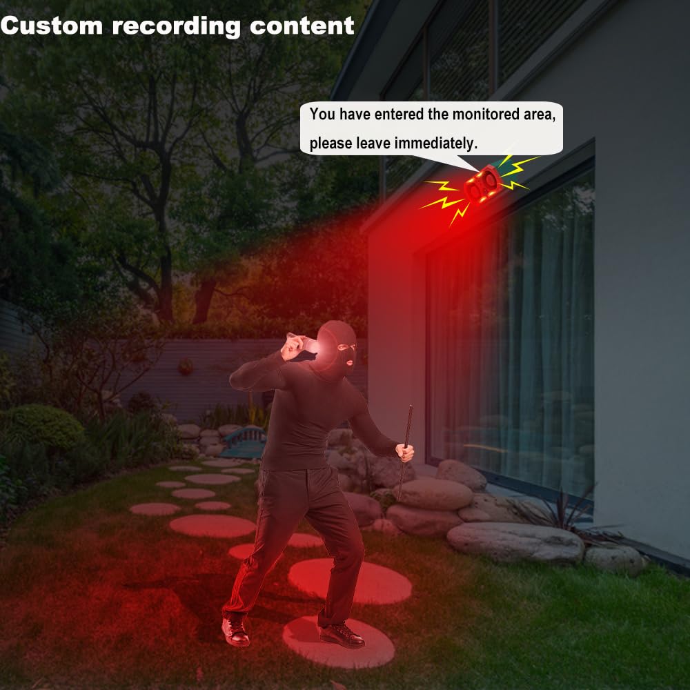 Solar Outdoor Motion Sensor Alarm: Comboss Barking Dog Motion Sensor,Motion Sensor Dog Barking Sound With 2*130Db Noise Maker &