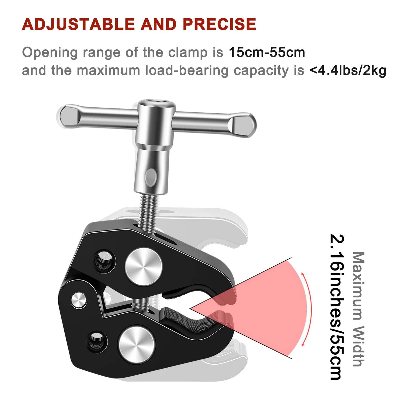 Lanxire Camera Clamp Mount Super Clamp With 5 X 1/4'' And 3/8'' Threaded Holes   Clip Clamp For Cameras, Umbrellas, Tripods, Hoo