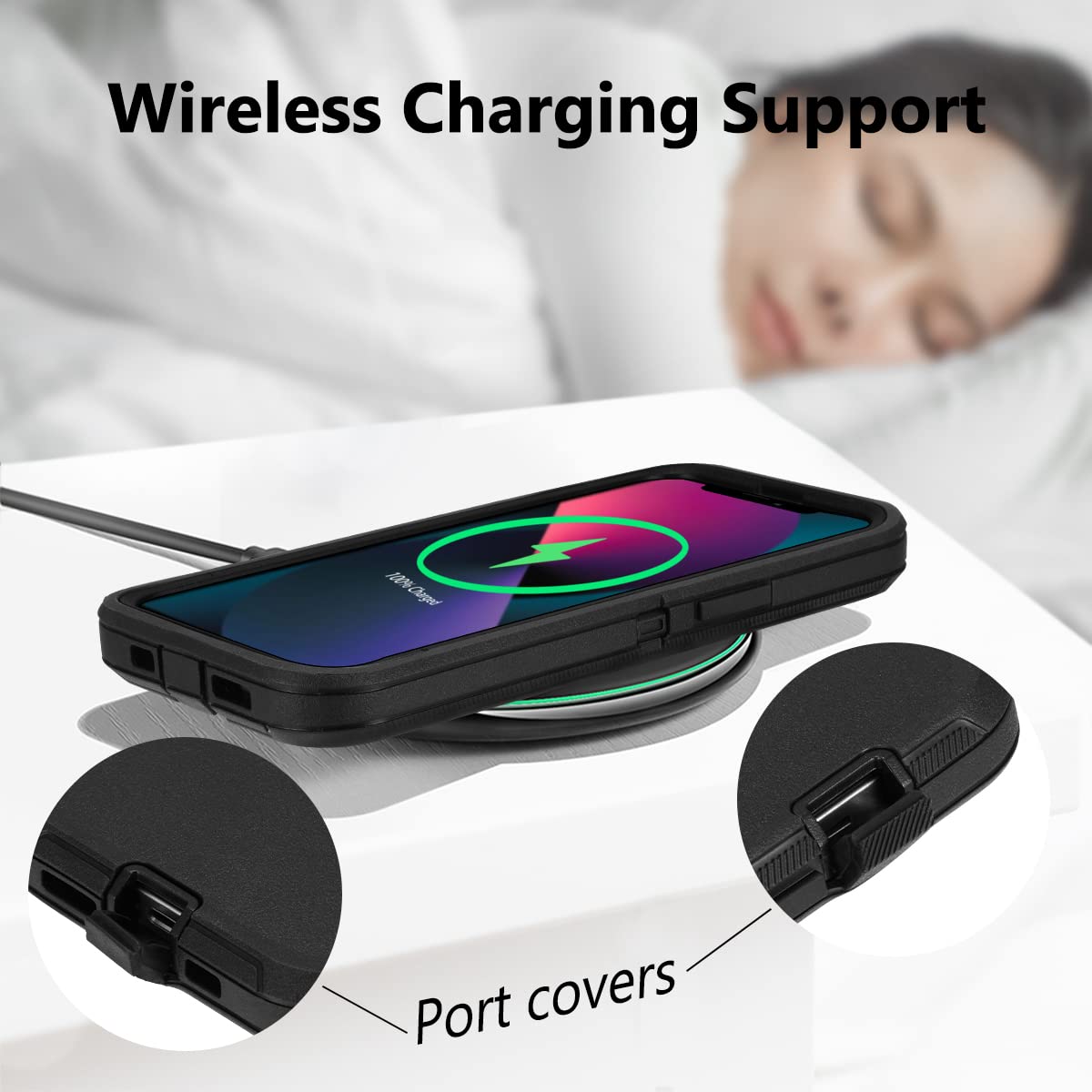 Sansunto For Iphone 13 & 15 Case, For Iphone 14 Protective Case, 3 Layer Heavy Duty Shockproof Silicone Rubber Cover, Rugged Hyb