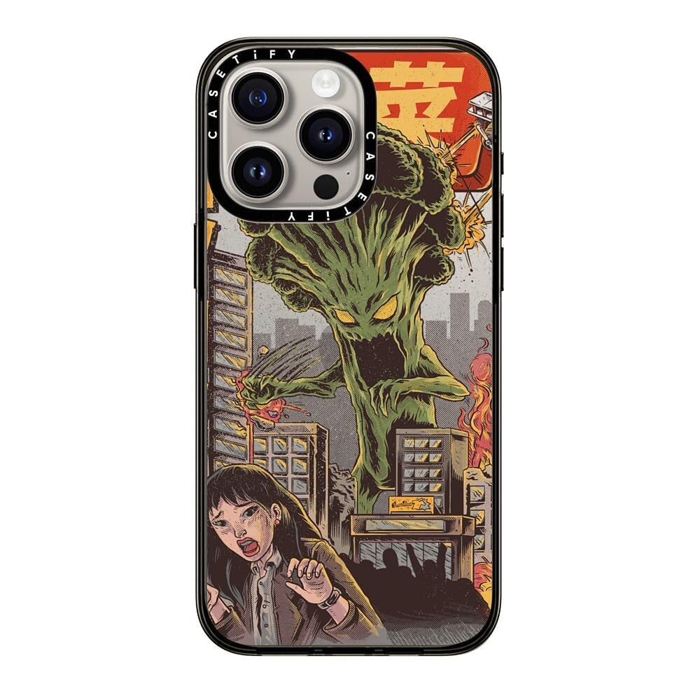 Casetify Compact Case For Iphone 15 Pro Max [2X Military Grade Drop Tested / 4Ft Drop Protection]   Broccozilla   Clear Black