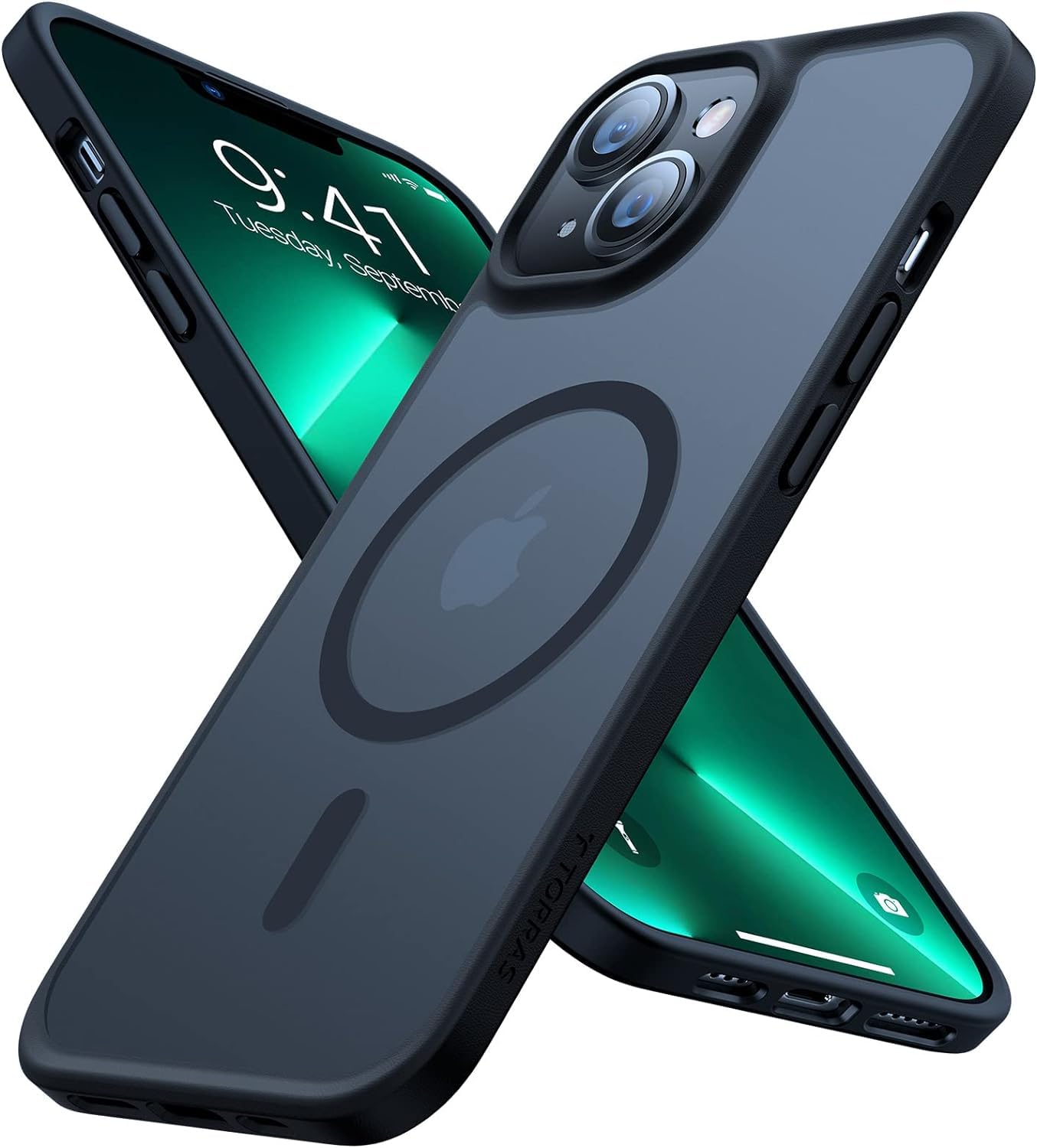 Torras Magnetic Shockproof For Iphone 15 Case Iphone 14 Case, 12Ft Military Grade Drop Protection, Translucent Slim Protective A