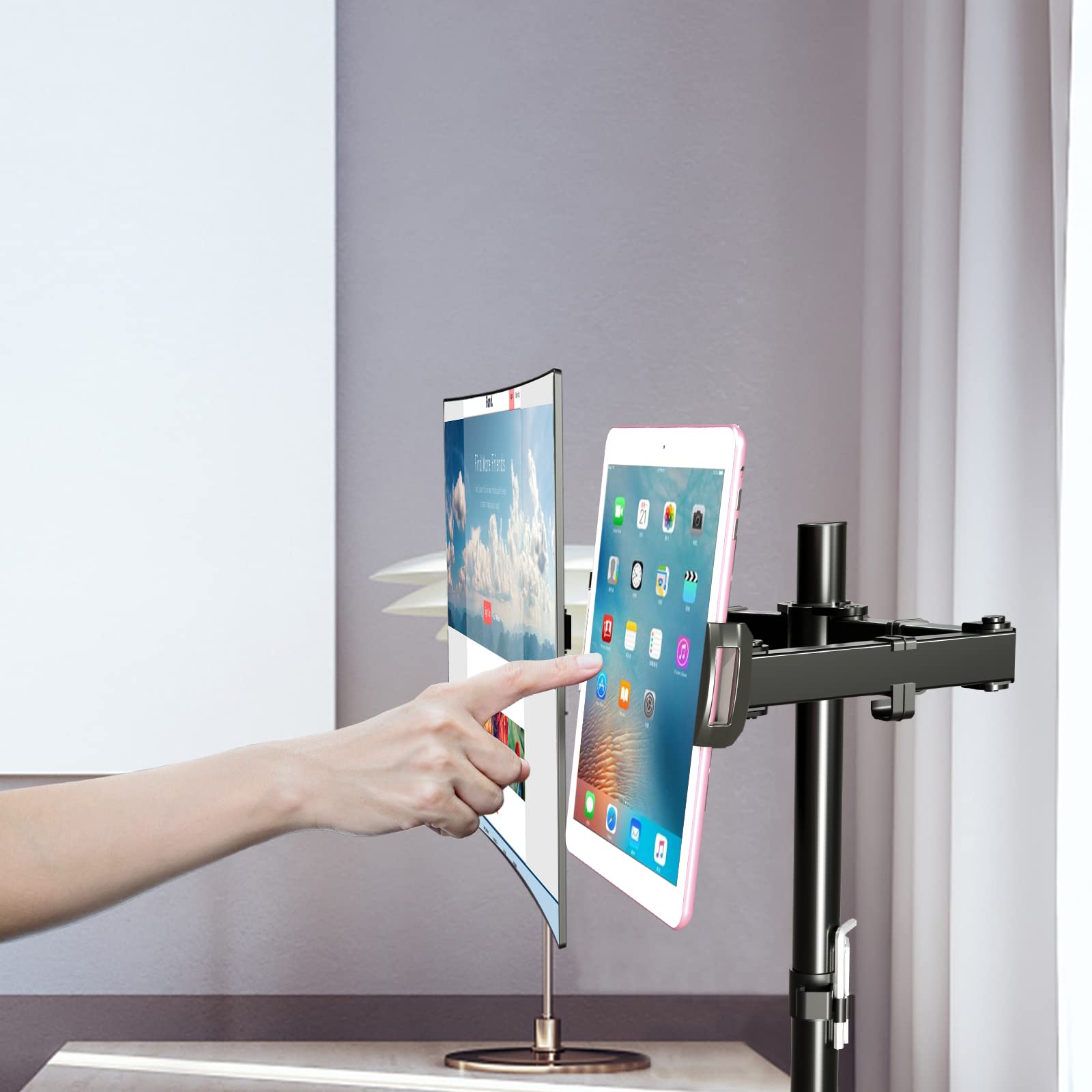 Pholiten Universal Vesa Mount Adapter For Tablets, 2 In 1 Laptops, 15.6 Inch Portable Monitors & Phone,Esa 100X100, Adjustable L